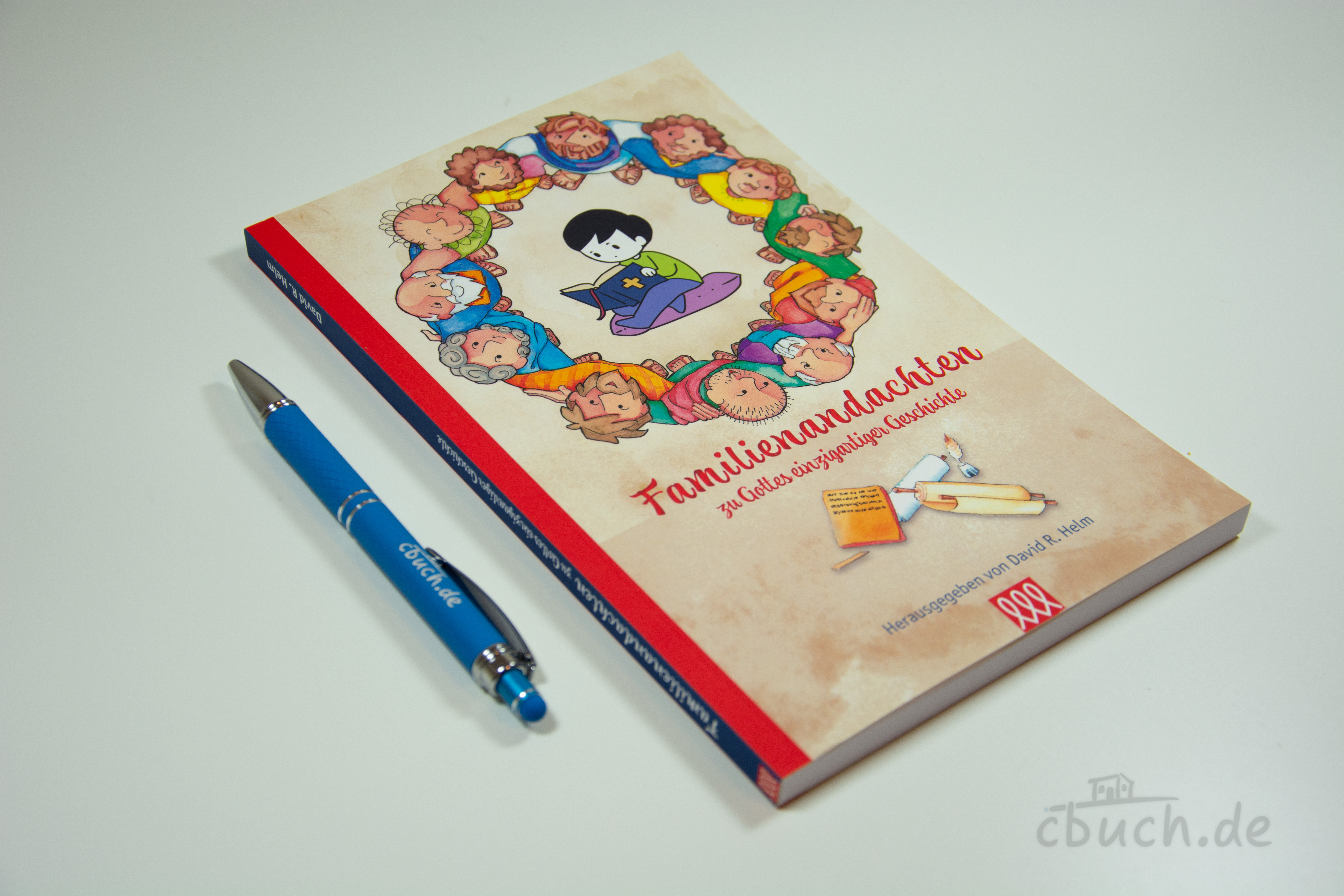 Buchcover von „Helm: Familienandachten zu Gottes einzigartige Geschichte“, ein biblisches Andachtsbuch für Familien mit Kindern von 6 bis 10 Jahren, herausgegeben von David R. Helm.