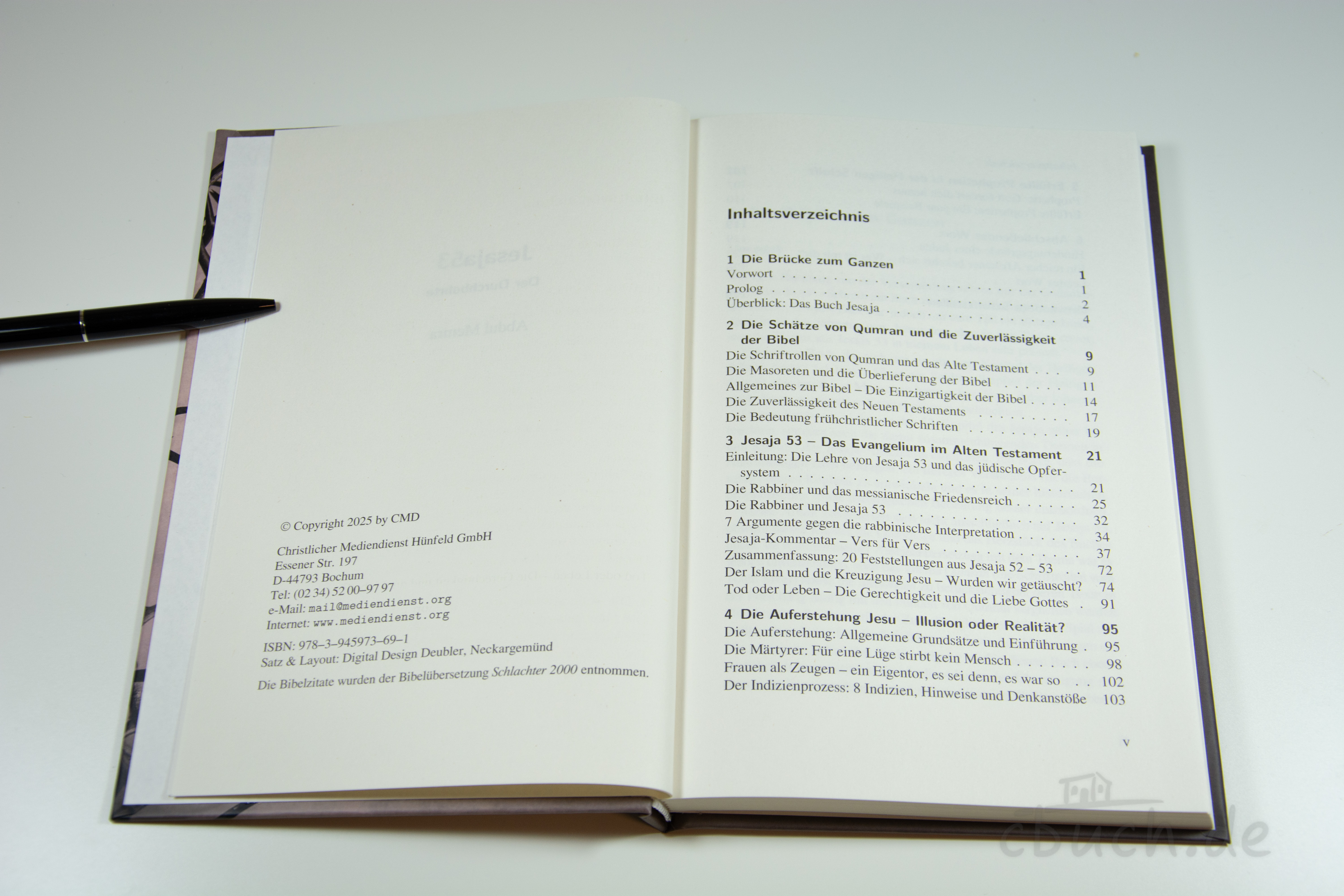 Offenes Buch zeigt detailliertes Inhaltsverzeichnis mit Kapi