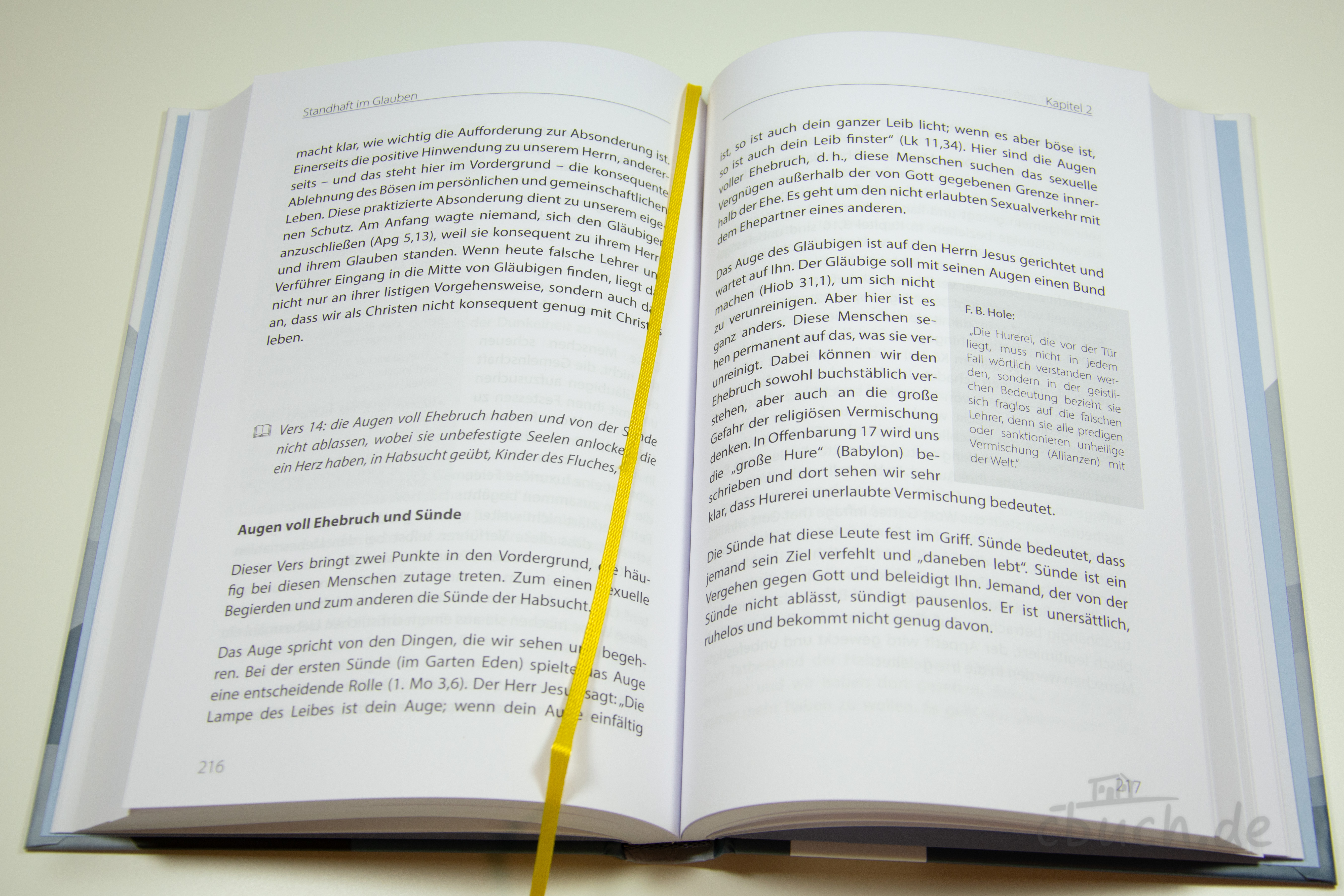 Geöffnetes Buch „Bremicker: Standhaft im Glauben“ von Ernst-August Bremicker, leicht verständlicher Kommentar und Auslegung zum 2. Petrusbrief aus dem CSV-Verlag.
