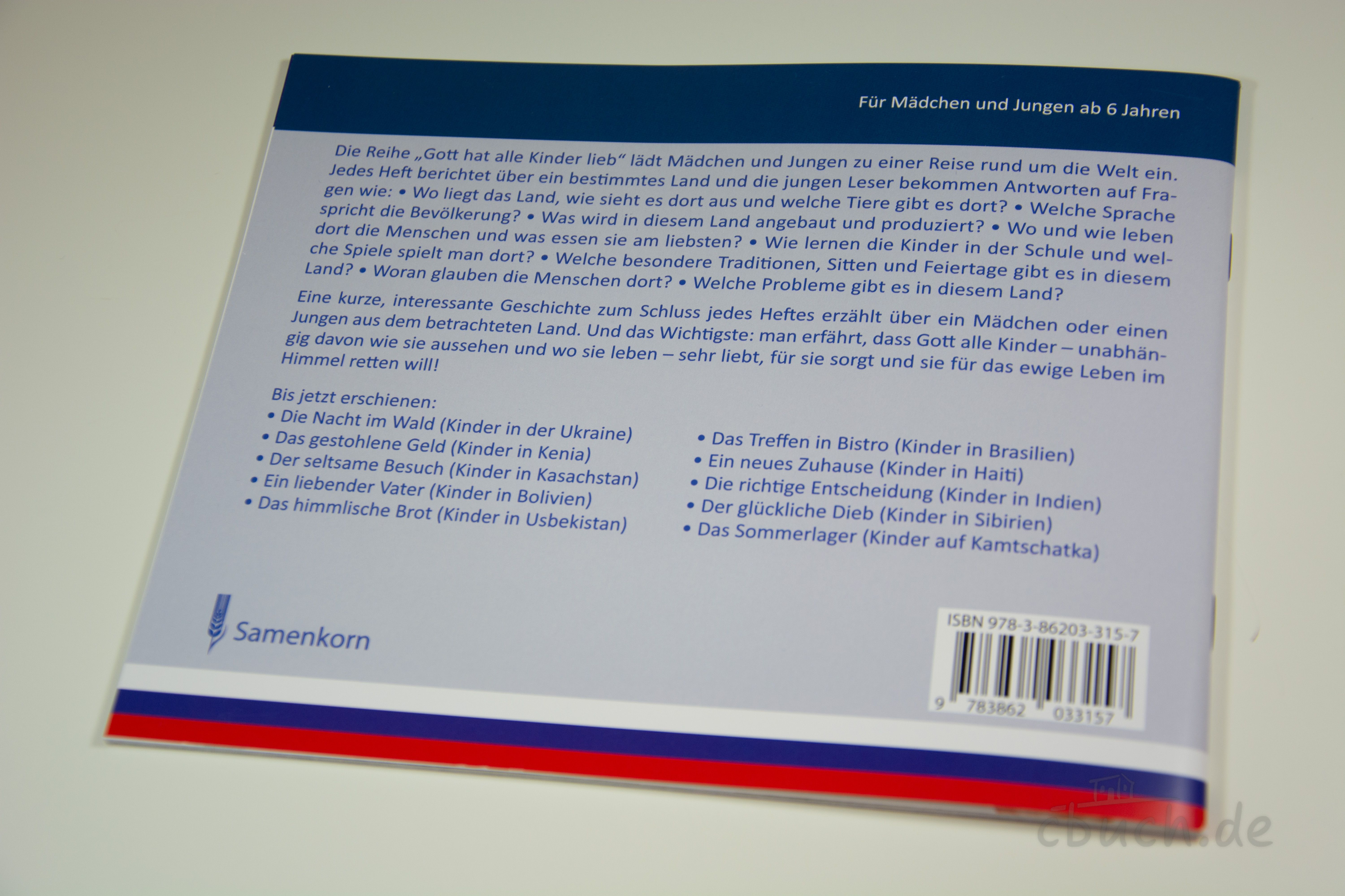 Rückseite von Der glückliche Dieb - Kinder in Sibirien (Heft 9) von Samenkorn, Missionsgeschichte für Kinder über Gottes Liebe mit farbigen Bildern.