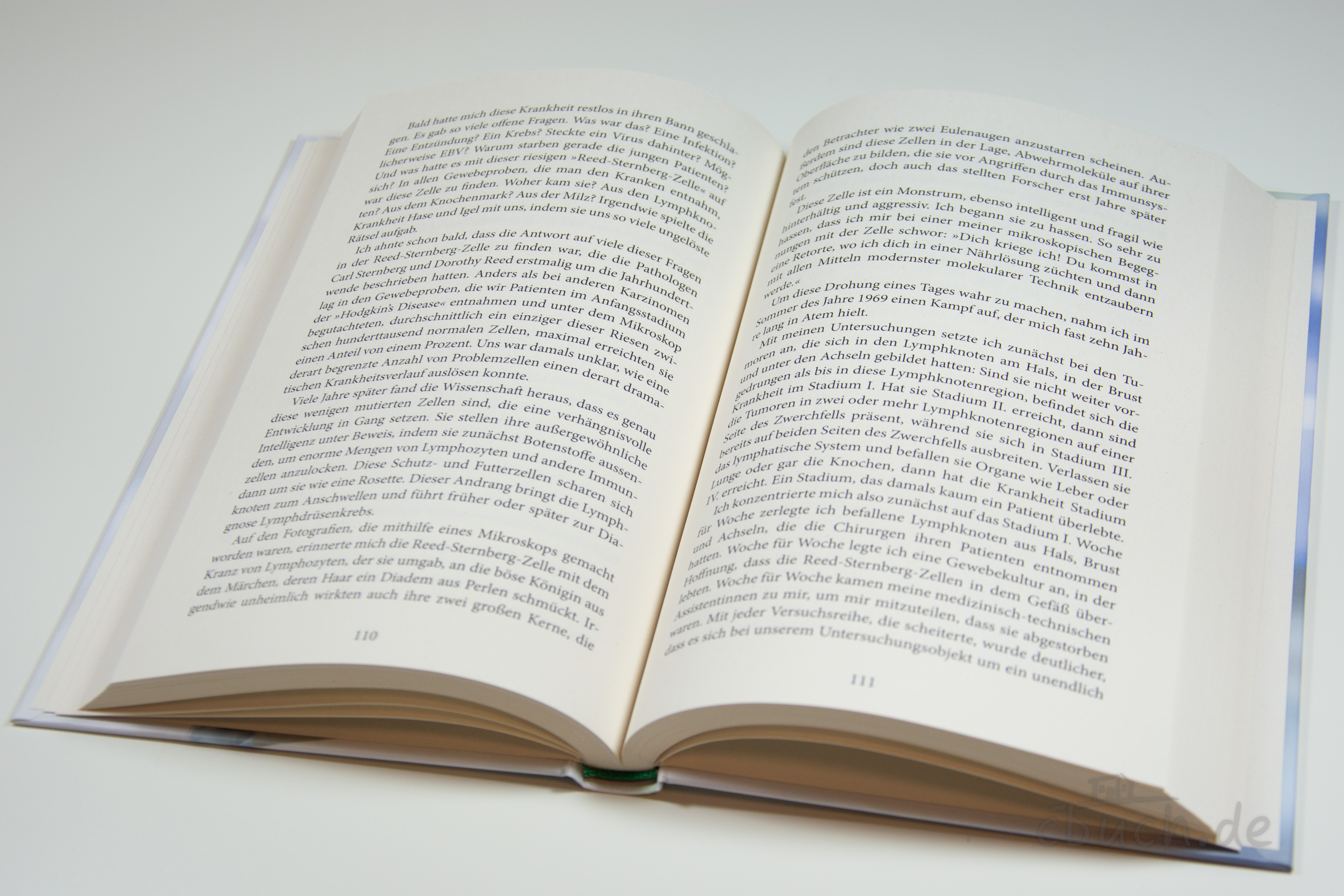 Geöffnetes Buch Diehl/Heinritz: Man nennt mich Dr. Hodgkin von Francke über Morbus Hodgkin und den Durchbruch in der Krebstherapie
