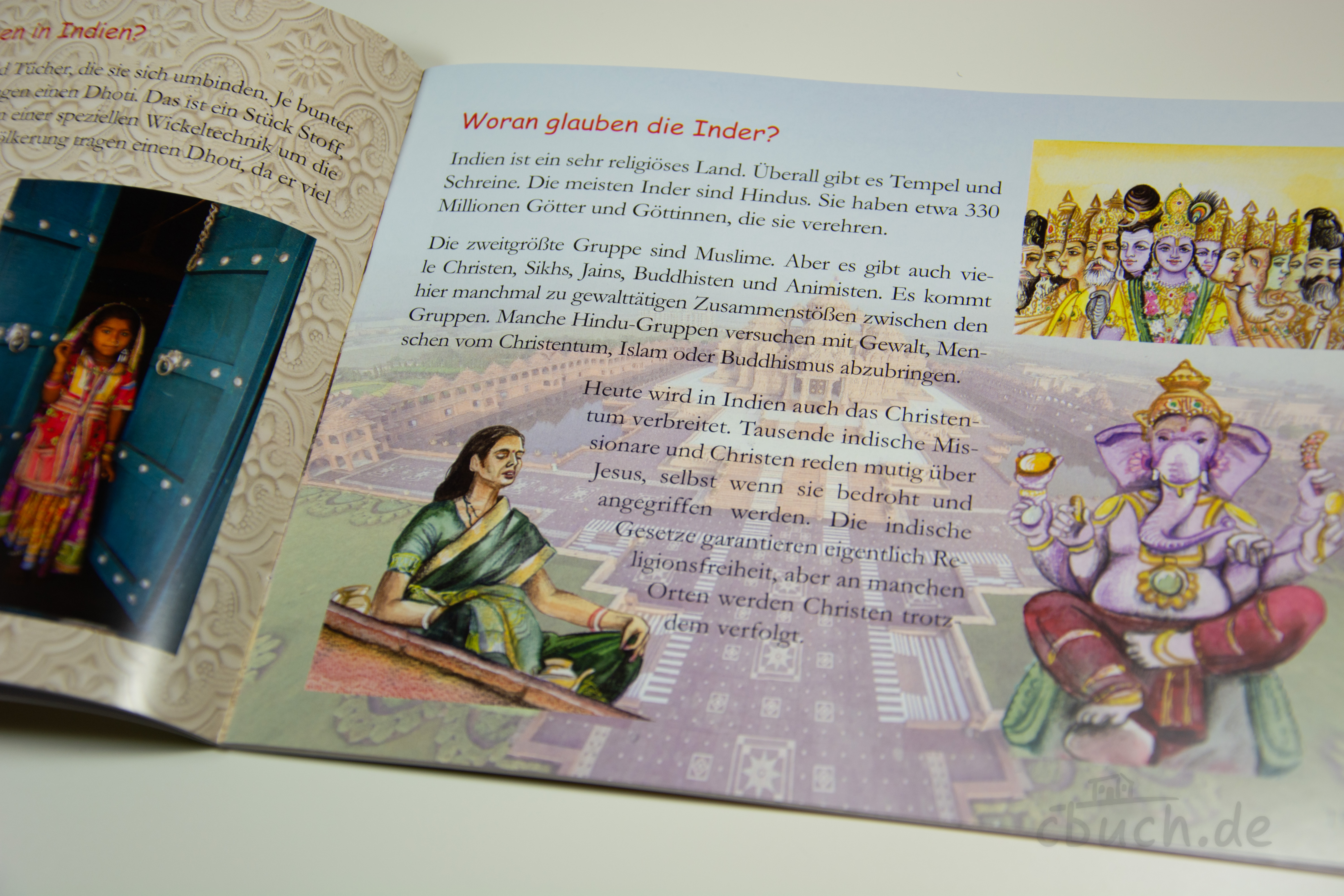 Die richtige Entscheidung - Kinder in Indien (Heft 8) | Blick ins Heft Blick ins Kinderheft „Die richtige Entscheidung - Kinder in Indien (Heft 8)“ von Samenkorn mit farbigen Bildern und Infos über Indien, Religionen und Missionsarbeit.