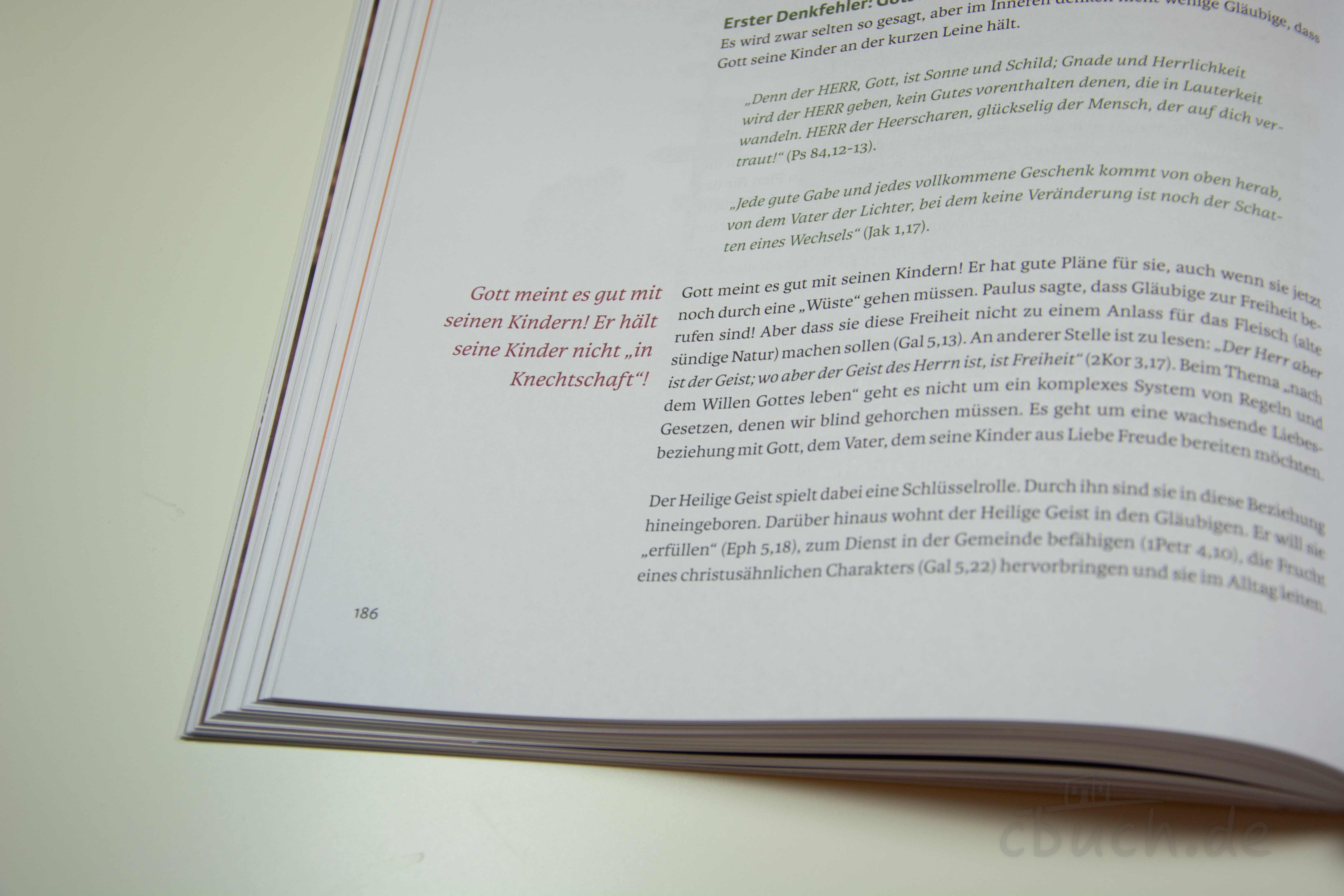 Seiten eines Buches mit Text über Gottes Liebe und Freiheit