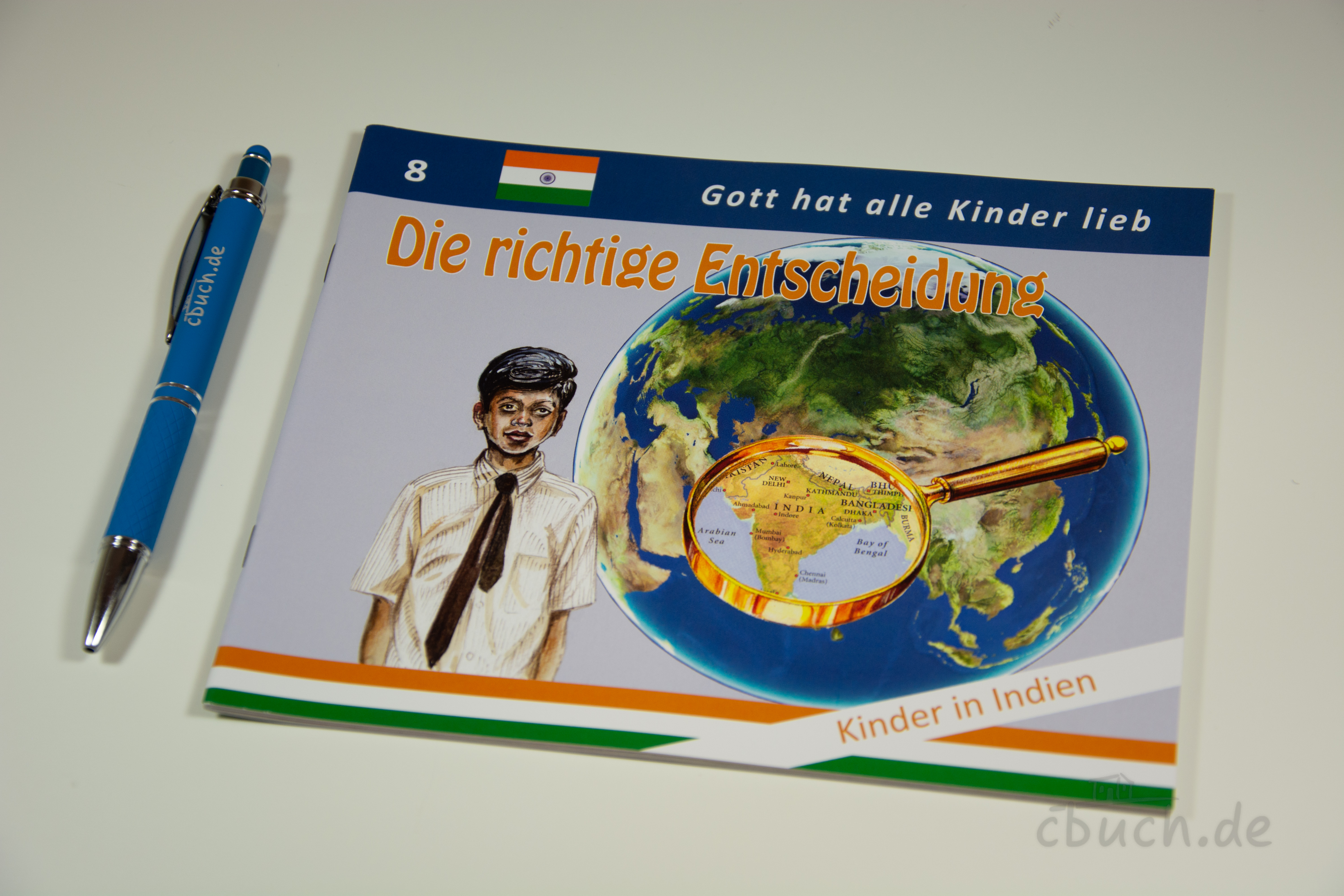 Cover von „Die richtige Entscheidung - Kinder in Indien (Heft 8)” von Samenkorn – Missionsgeschichte für Kinder über Immanuel in Indien mit farbigen Bildern.