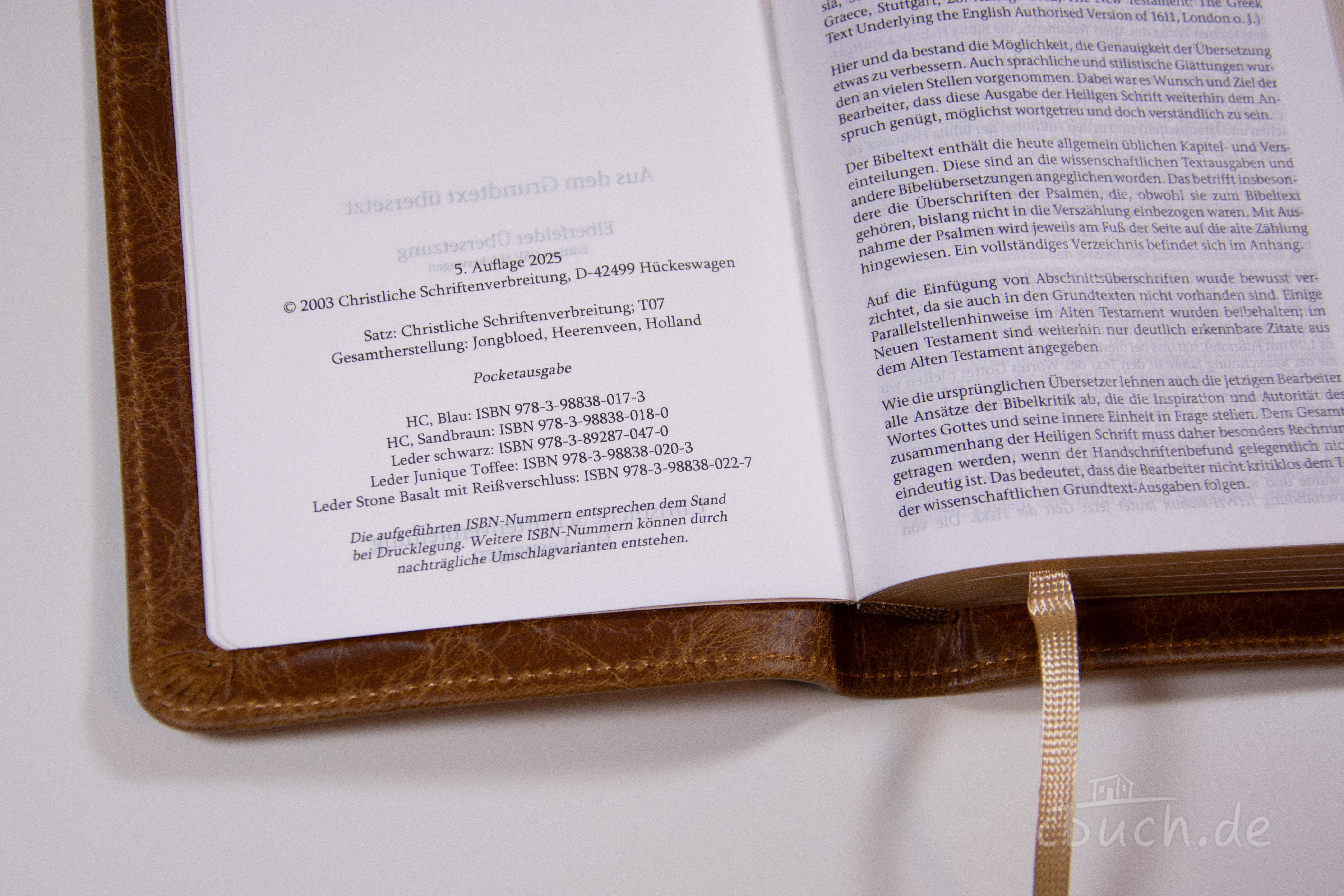 Elberfelder Bibel Edition CSV - Pocketbibel, Leder Unique Toffee braun, Goldschnitt Elberfelder Bibel Edition CSV - Pocketbibel, Leder Unique Toffee braun, Goldschnitt