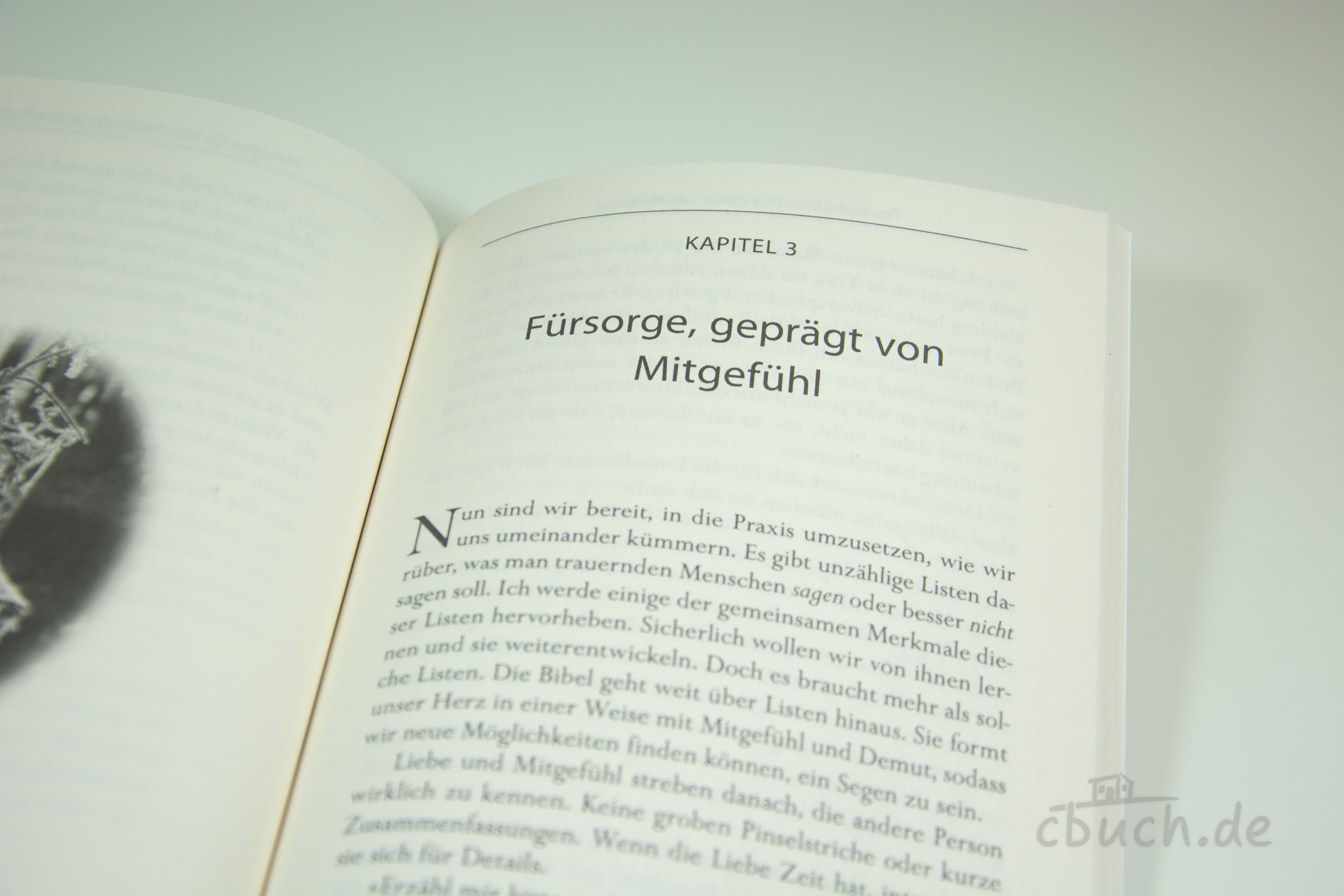 Edward T. Welch: Trauerbegleitung mit Demut und Mitgefühl – Buchinnenseite Kapitel 3 Aufgeschlagene Buchseite aus „Trauerbegleitung mit Demut und Mitgefühl“ von Edward T. Welch, Kapitel 3: „Fürsorge, geprägt von Mitgefühl“, Hersteller 3L