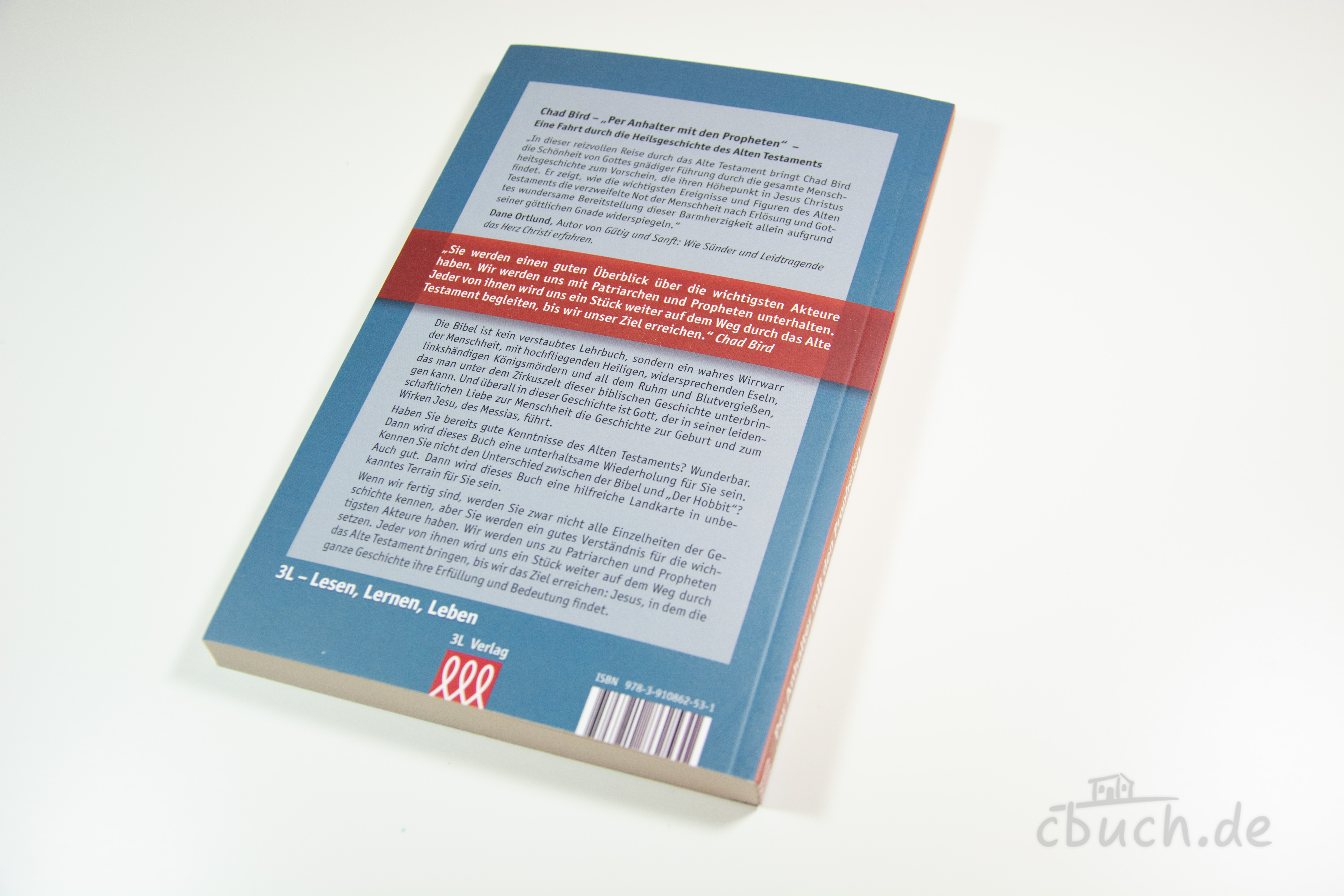 Rückseite des Buches „Per Anhalter mit den Propheten“ von Chad Bird, 3L Verlag – unterhaltsame Einführung in Patriarchen und Propheten des Alten Testaments bis zu Jesus Christus
