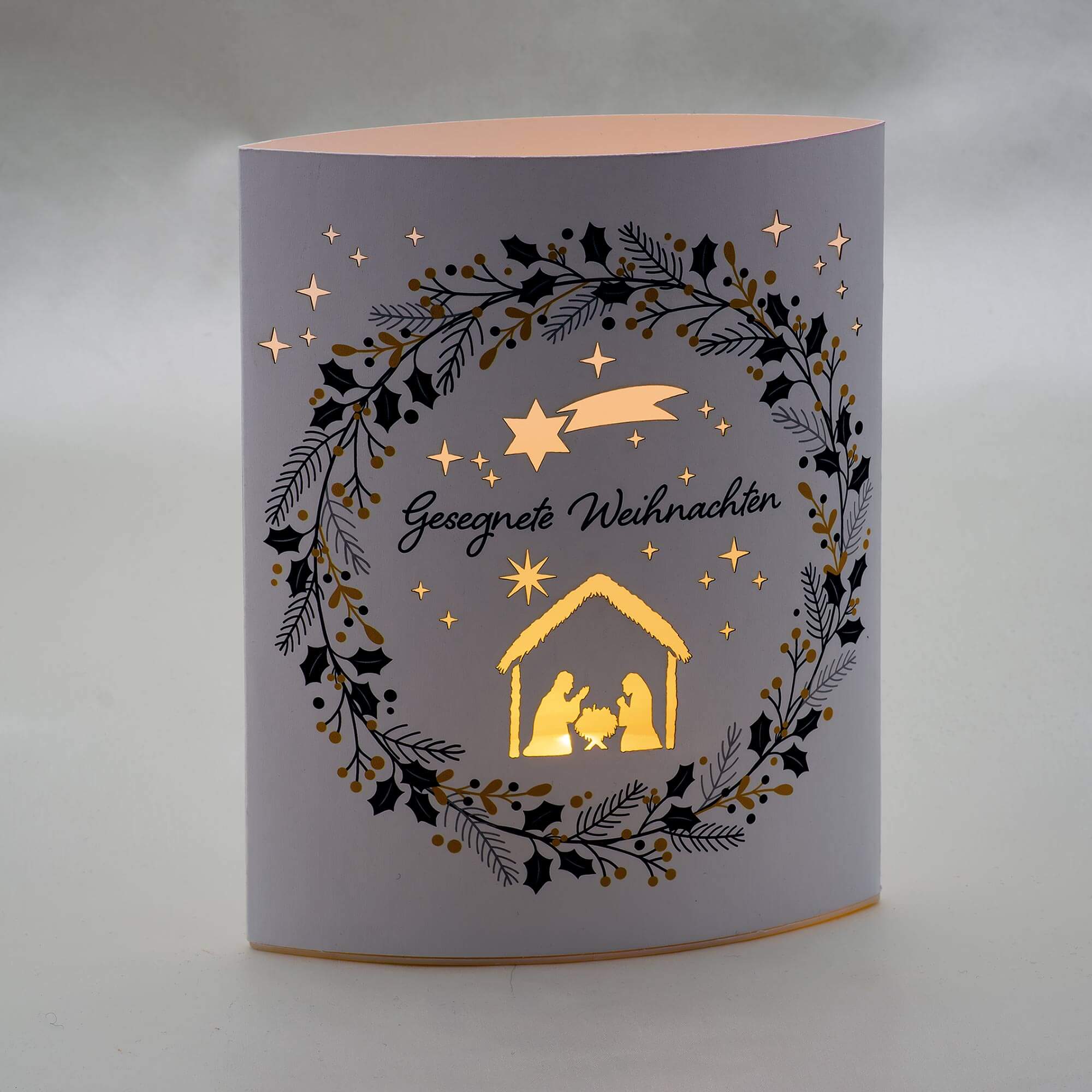 Papier-LED-Leuchte mit Weihnachtsmotiv Papier-LED-Leuchte mit Weihnachtsmotiv