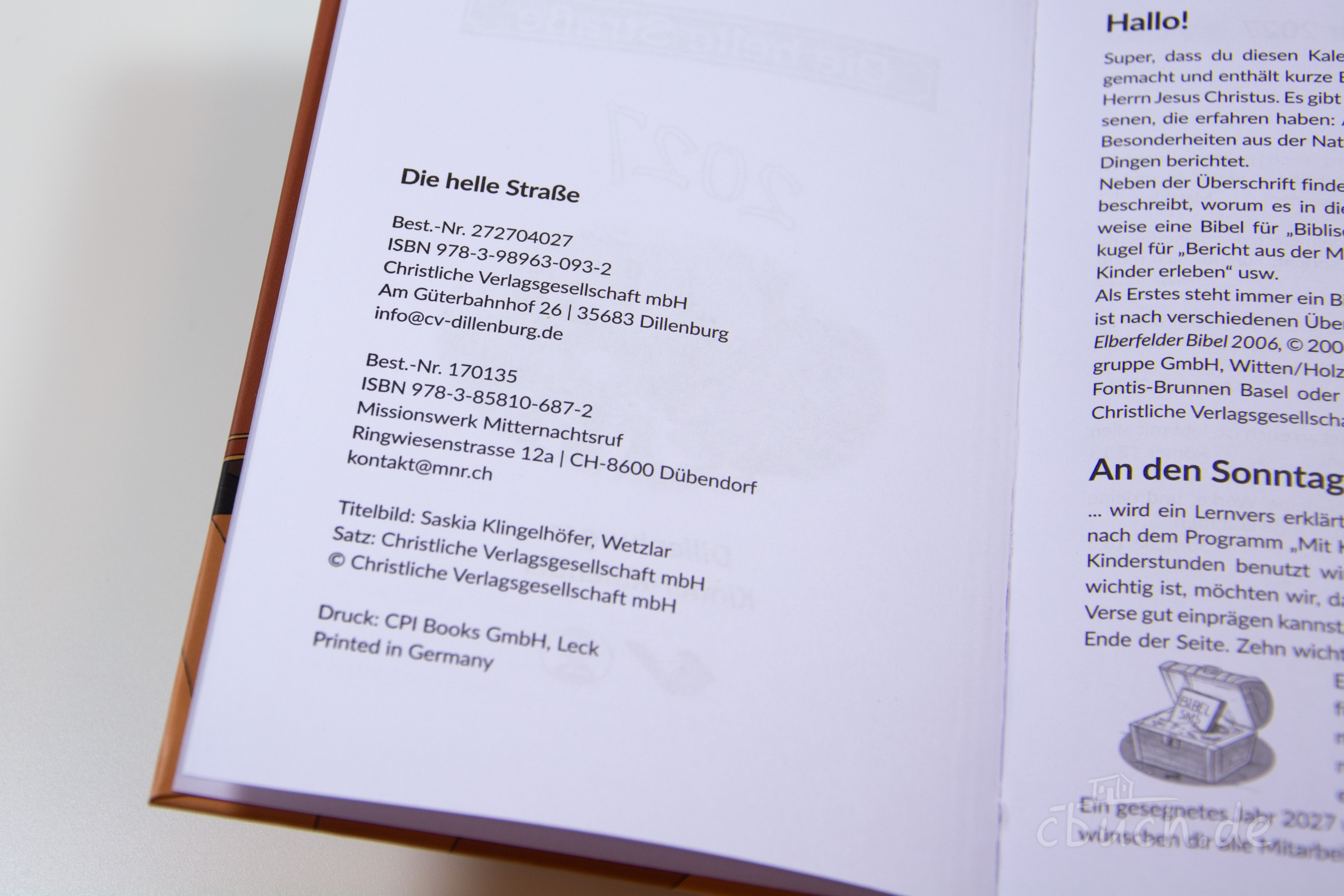 Die Helle Straße - Buchkalender 2027