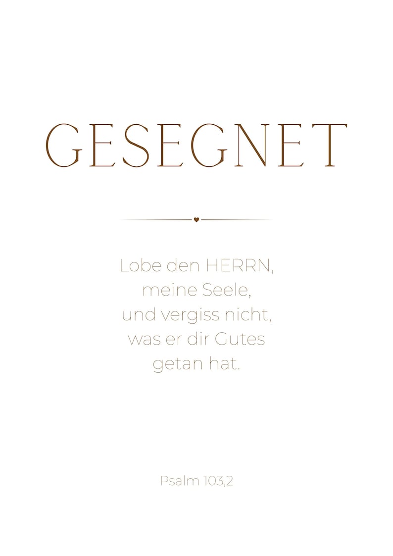 Christliches Poster | GESEGNET | Psalm 103,2