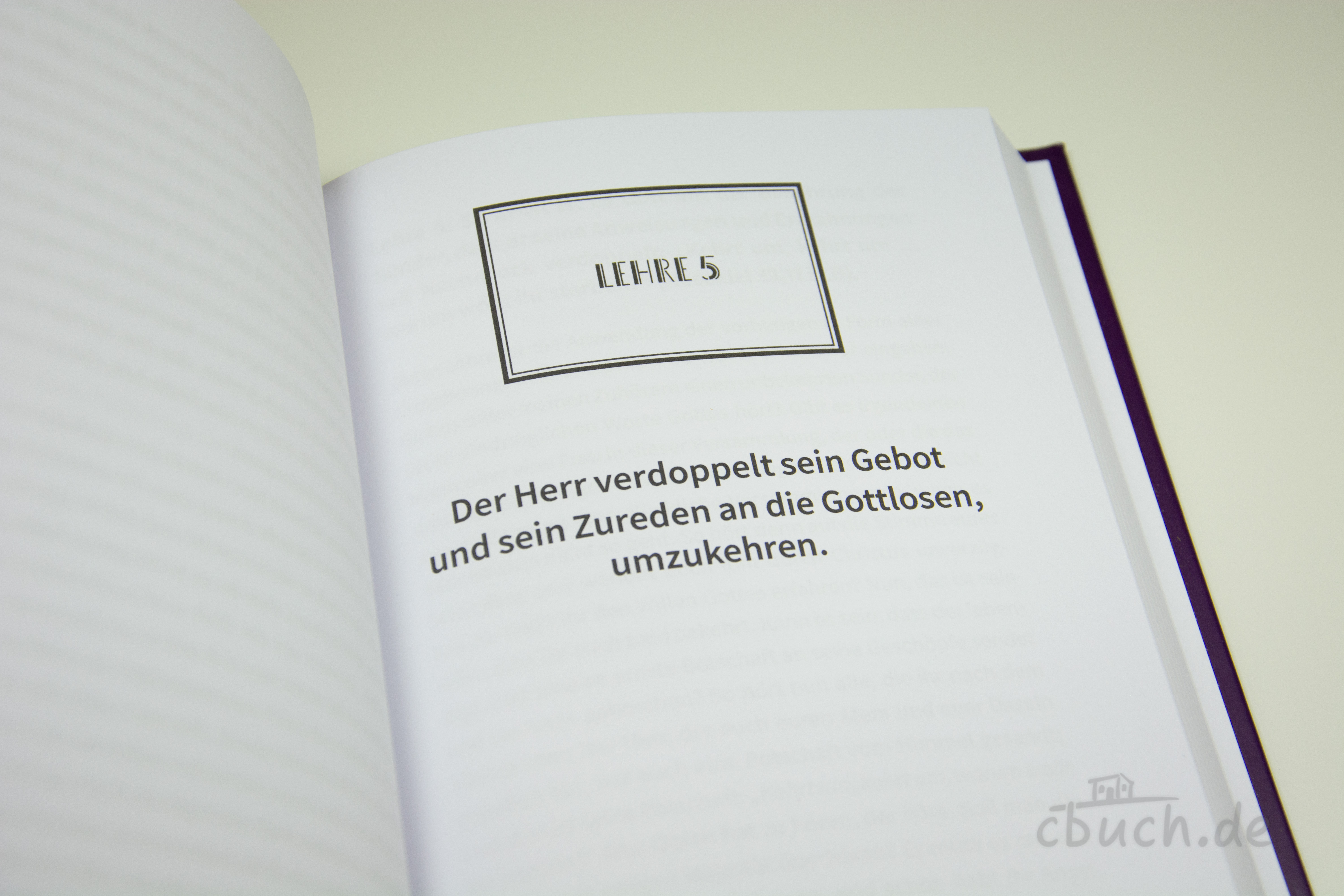 Richard Baxter: Kehre um und lebe – Innenansicht mit Kapitelanfang Innenansicht des Buches „Richard Baxter: Kehre um und lebe“ von Sola Gratia Medien mit Kapitelbeginn „Lehre 5“ – evangelistisches christliches Buch über Umkehr und Glauben an Jesus.