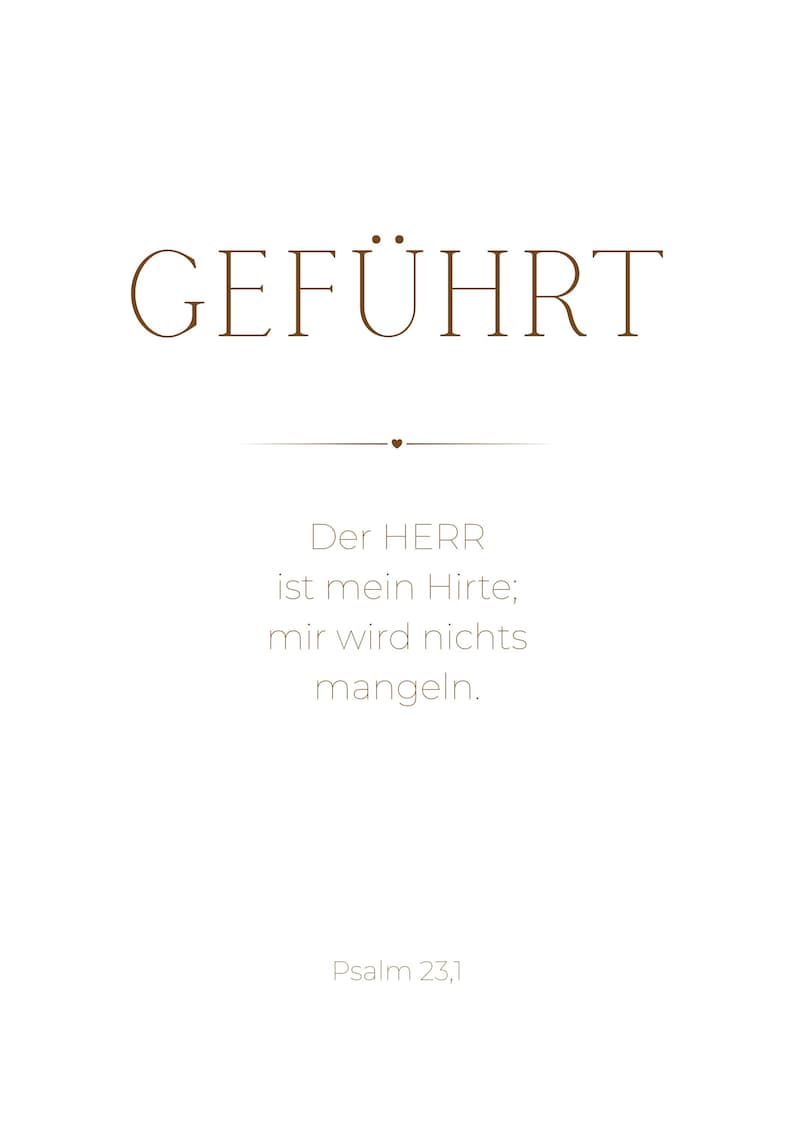 Christliches Poster | GEFÜHRT | Psalm 23,1 Christliches Poster | GEFÜHRT | Psalm 23,1