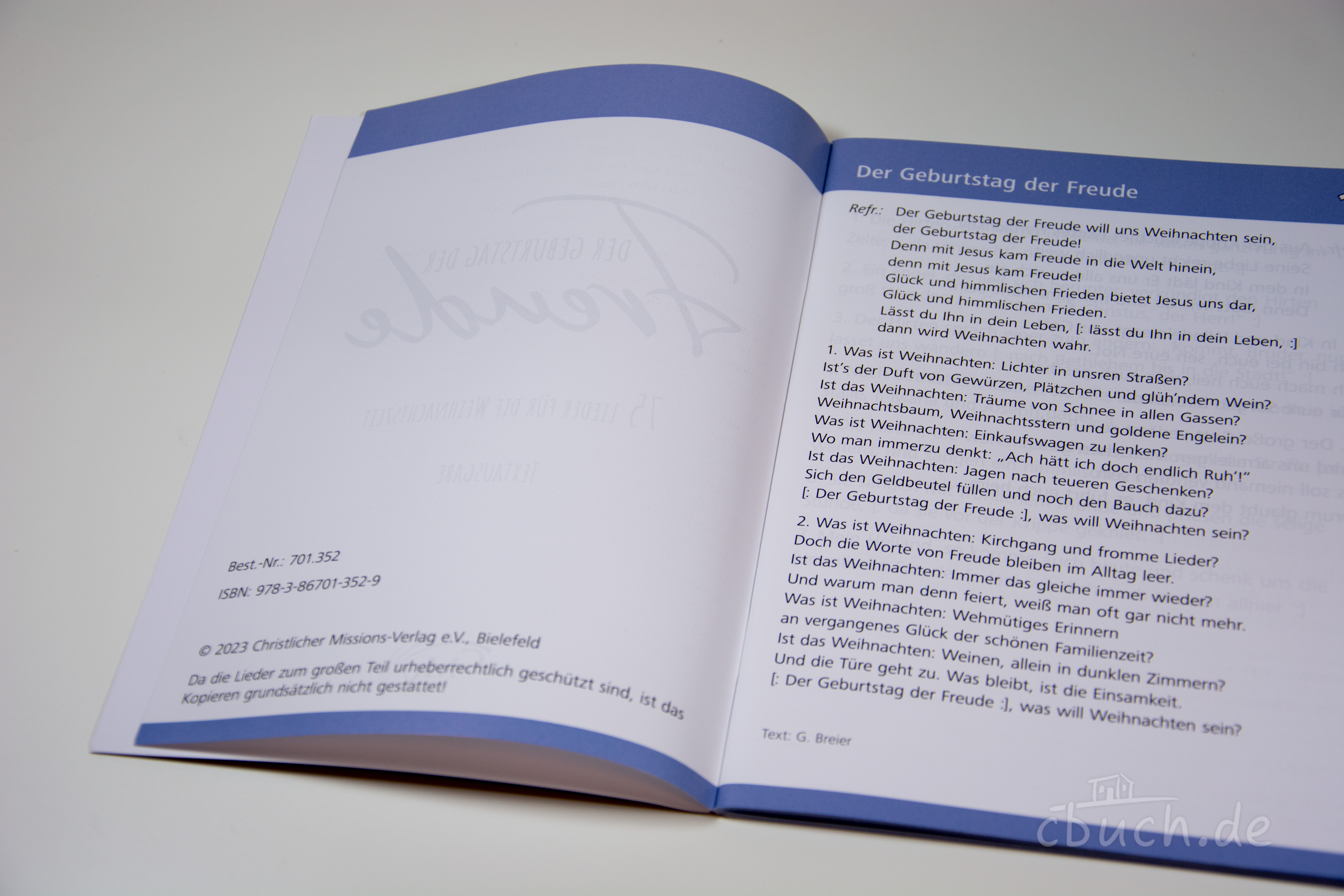 Der Geburtstag der Freude - Textausgabe klein - Liederbuch zu Weihnachten