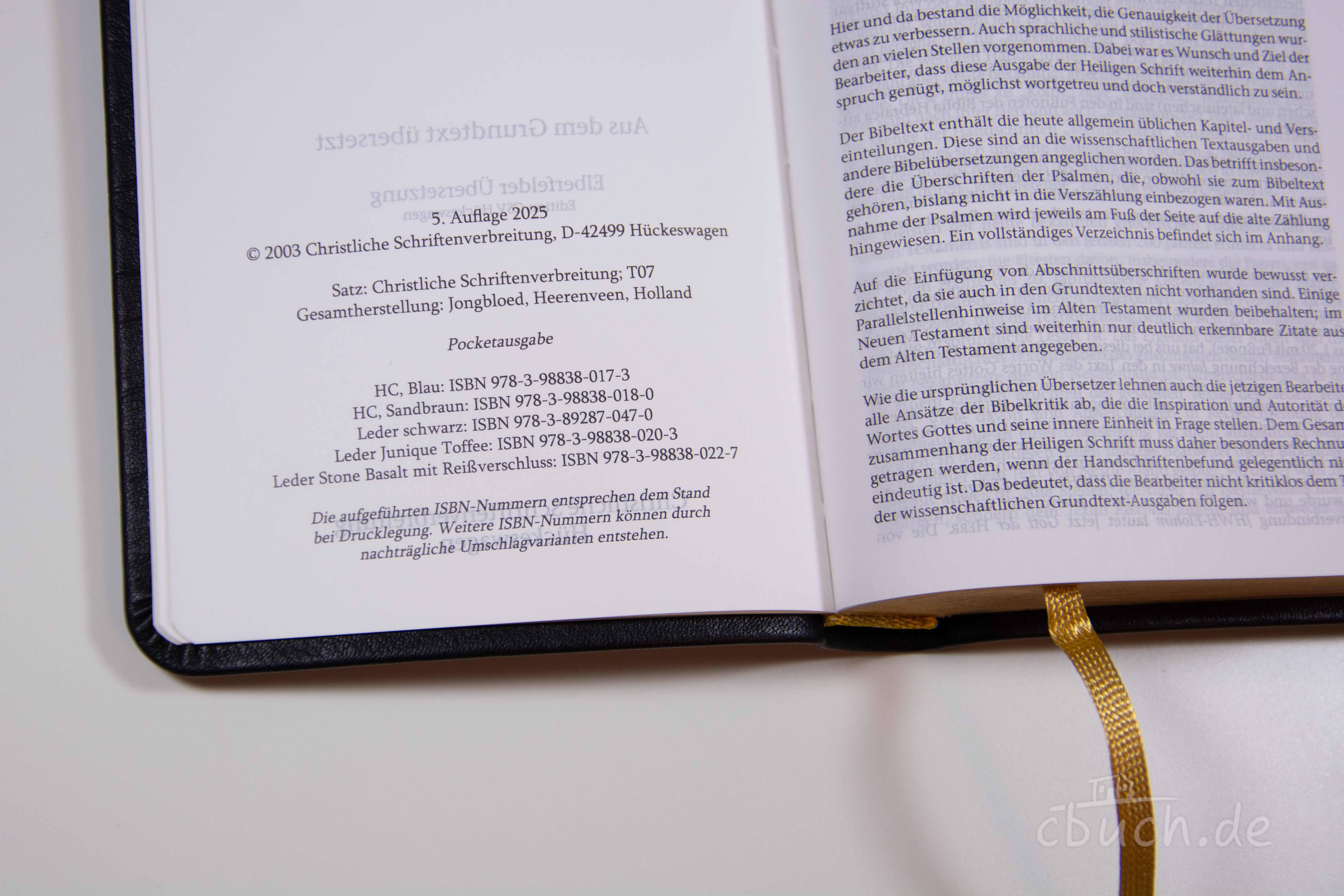 Elberfelder Bibel Edition CSV - Pocketbibel Rindleder, schwarz, Goldschnitt Elberfelder Bibel Edition CSV - Pocketbibel Rindleder, schwarz, Goldschnitt