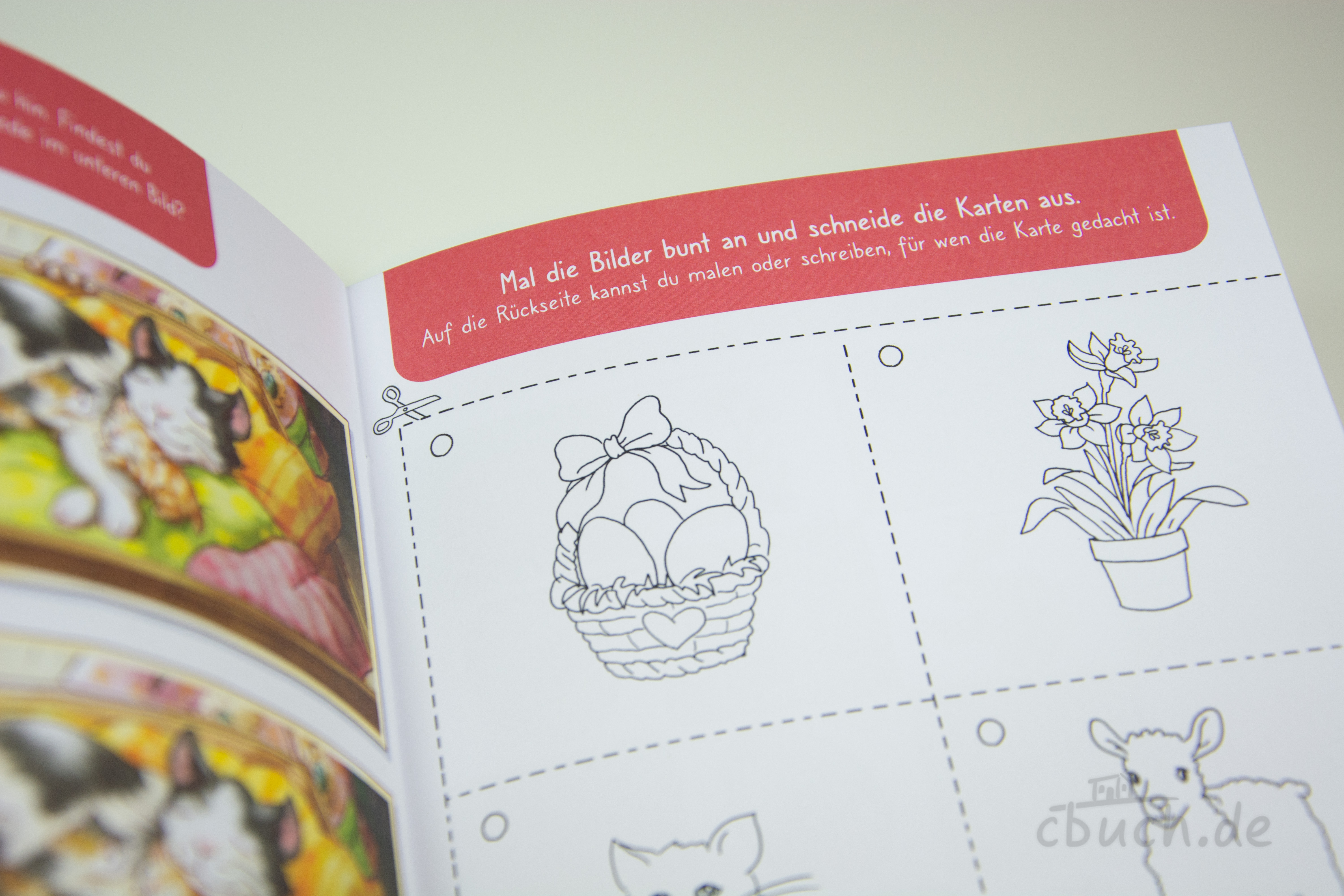 Innenseite von Koch: Lotta und Luis und das Osterwunder mit kindgerechten Ostermotiven zum Ausmalen und Ausschneiden, erschienen bei Bibellesebund.
