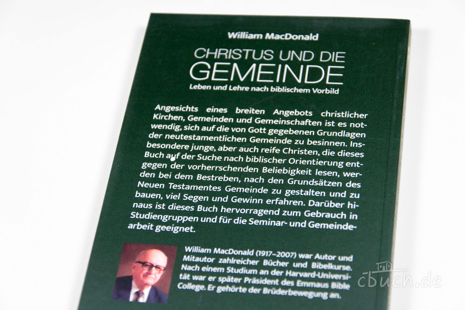 Rückseite des Buches Christus und die Gemeinde mit Beschreib