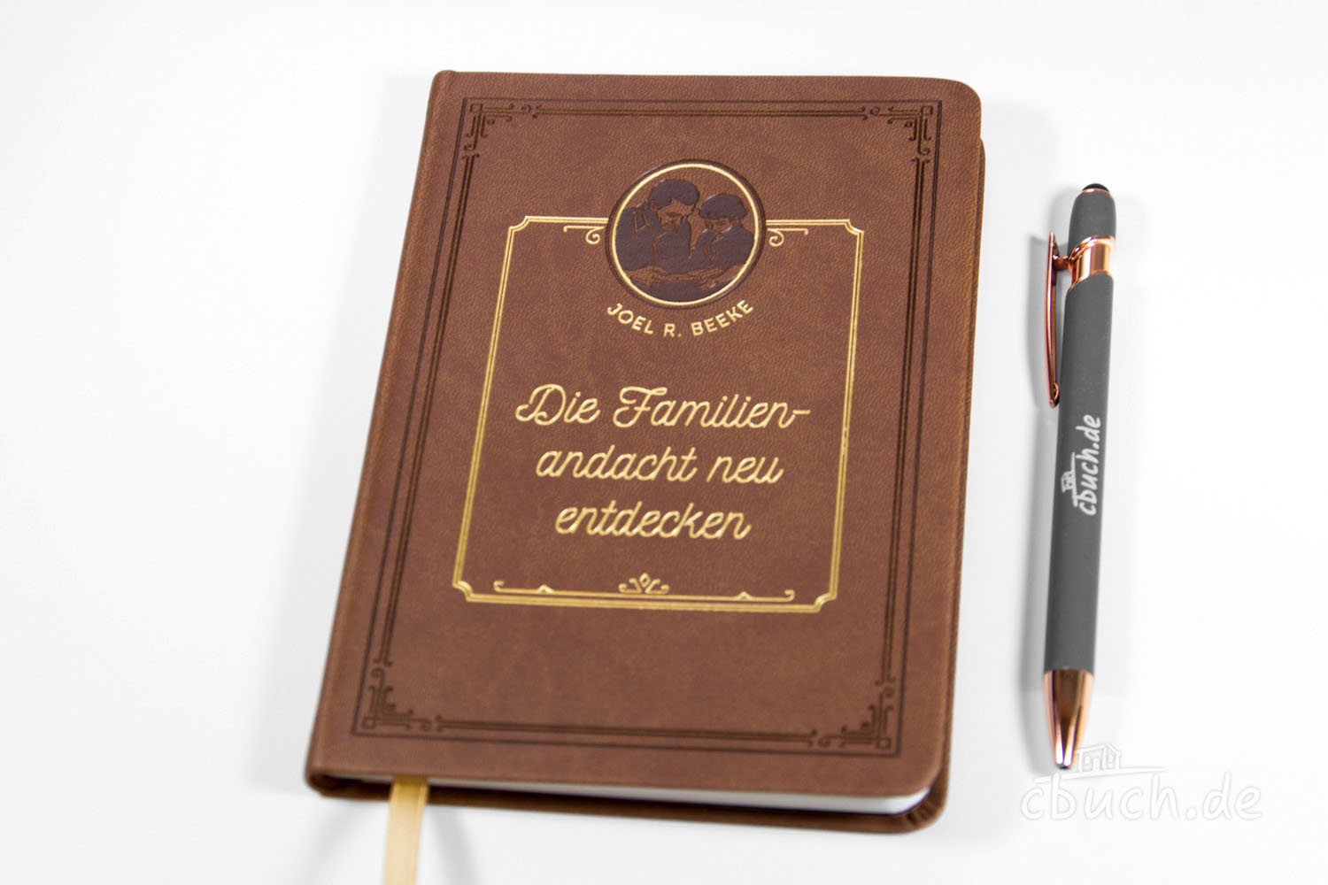 Braunes Notizbuch mit Familienandacht und schwarzem Stift Braunes Notizbuch Die Familienandacht neu entdecken mit Stif