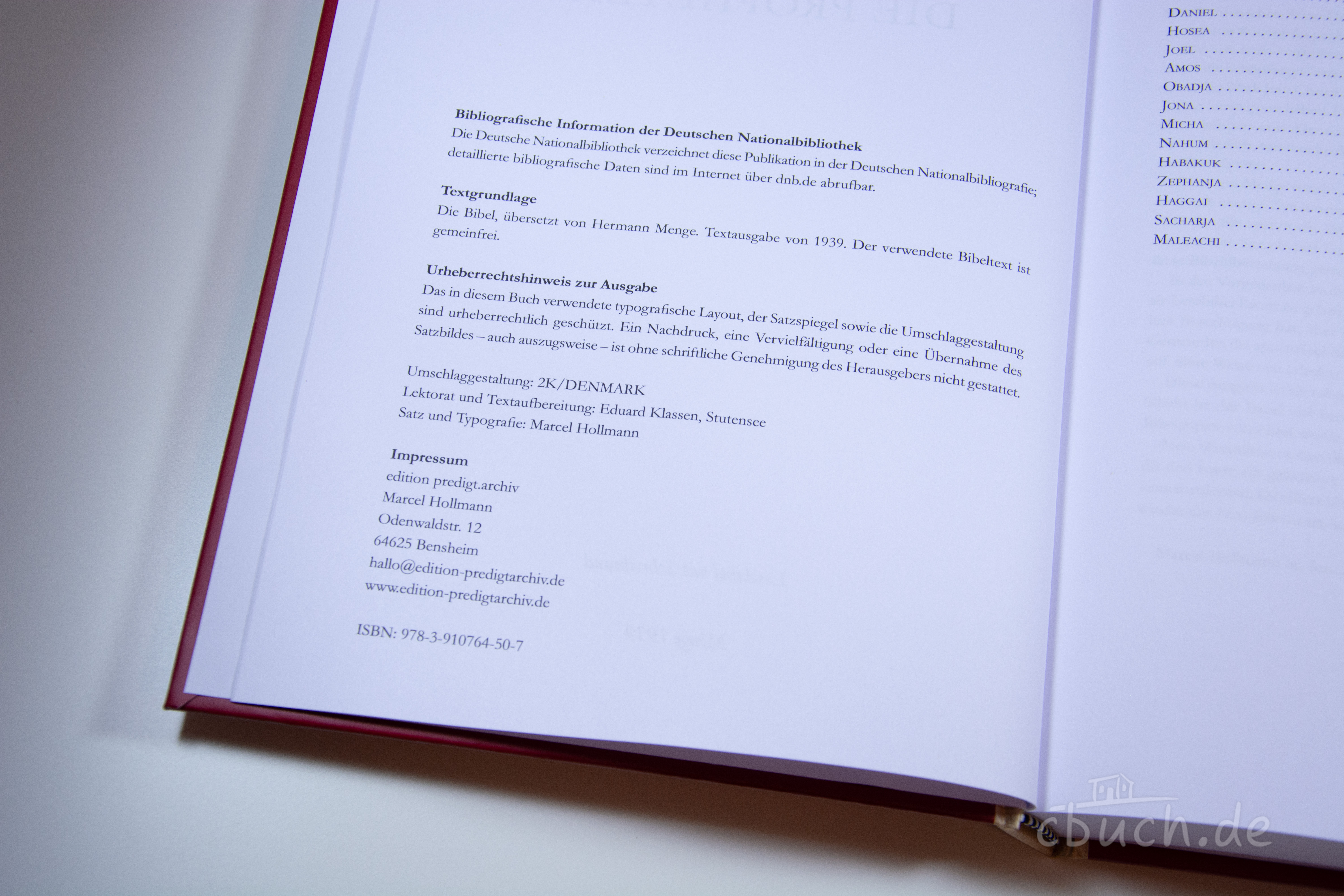 Menge Lese-Bibel 1939 - Band 4: Die Propheten