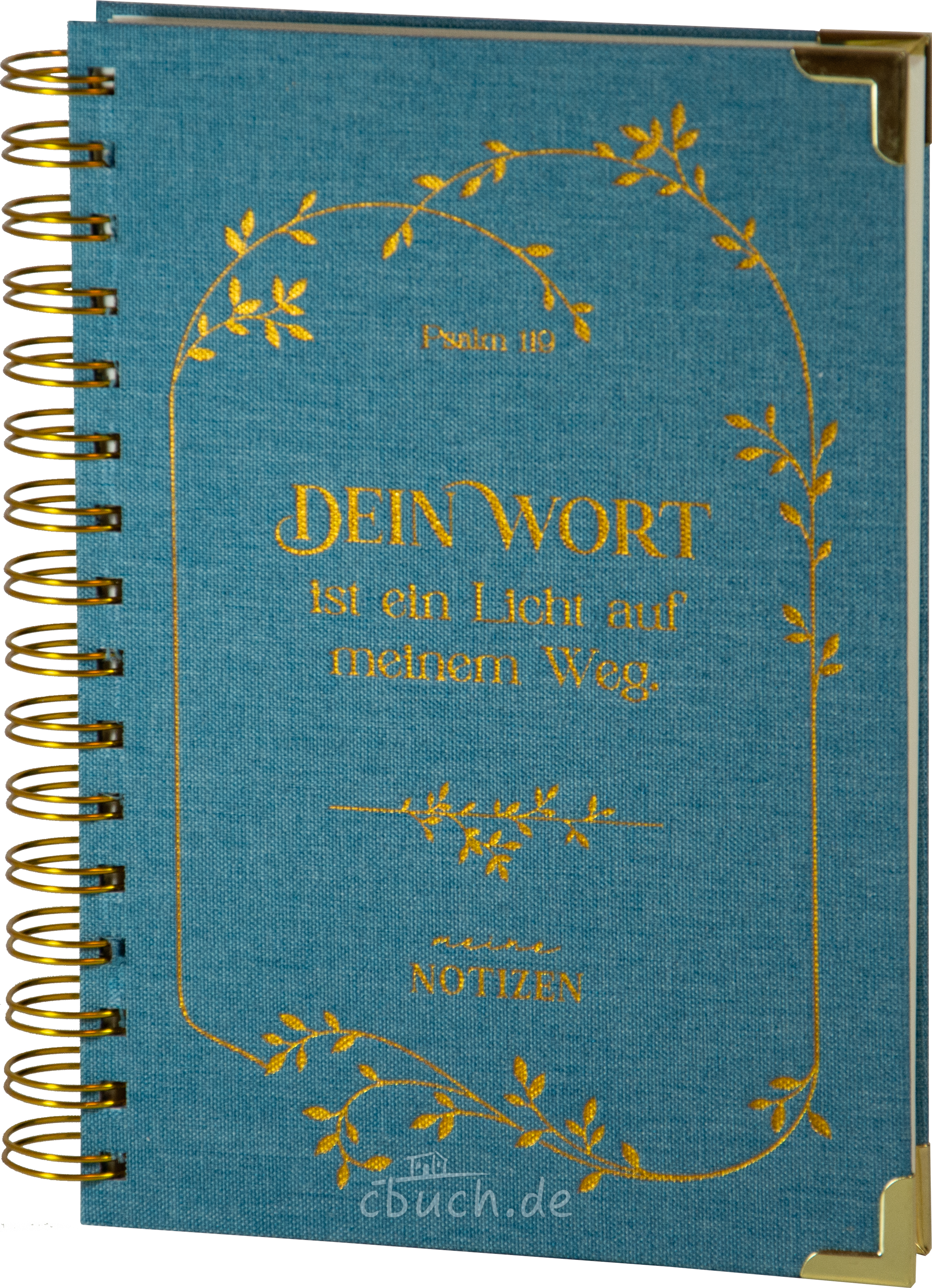 Notizbuch "Dein Wort" · Leinen Hardcover Goldprägung · Psalm 119