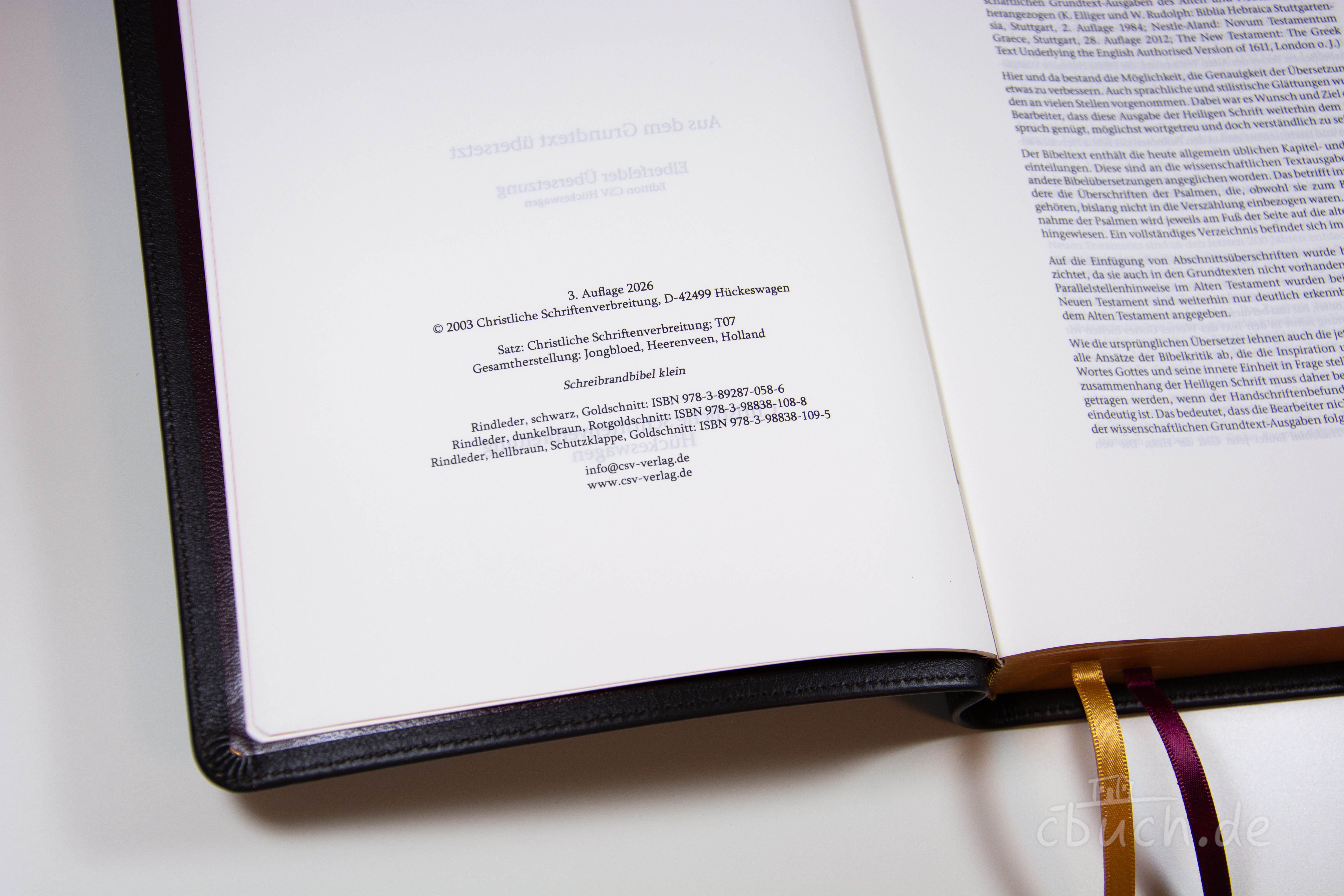 Elberfelder Bibel Edition CSV - Schreibrandbibel, kleinere Ausgabe, Rindleder (weich) dunkelbraun, Rotgoldschnitt