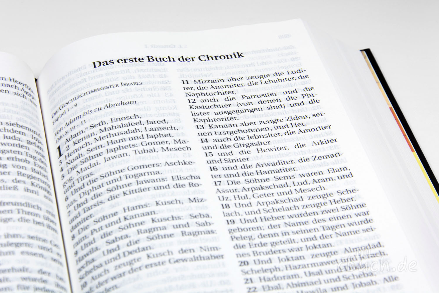 Bibelseite Das erste Buch der Chronik mit Text in deutscher