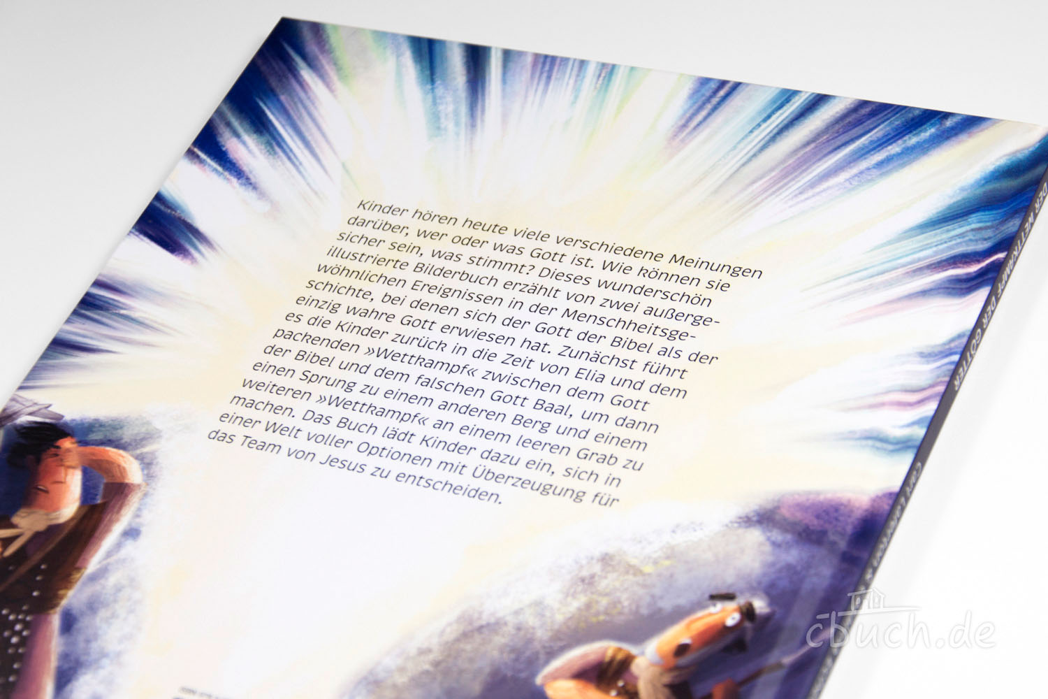 Text auf Buchrückseite über Gottesbilder und biblische Wettk