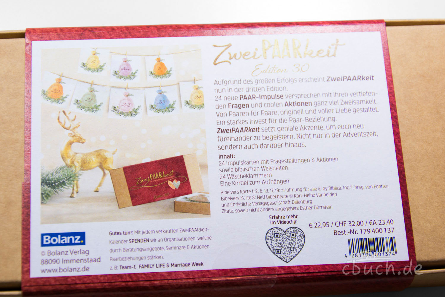 Rückseite ZweiPAARkeit Adventskalender mit Beschreibung und