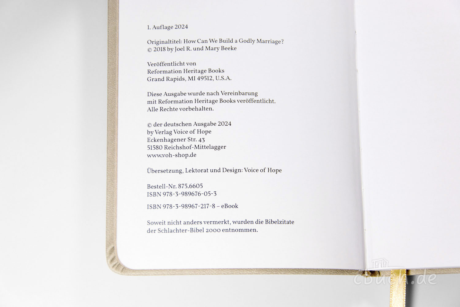 Buchdetailseite der deutschen Ausgabe 2024 von Voice of Hope Buchinnenseite mit Impressum und ISBN der deutschen Ausgabe