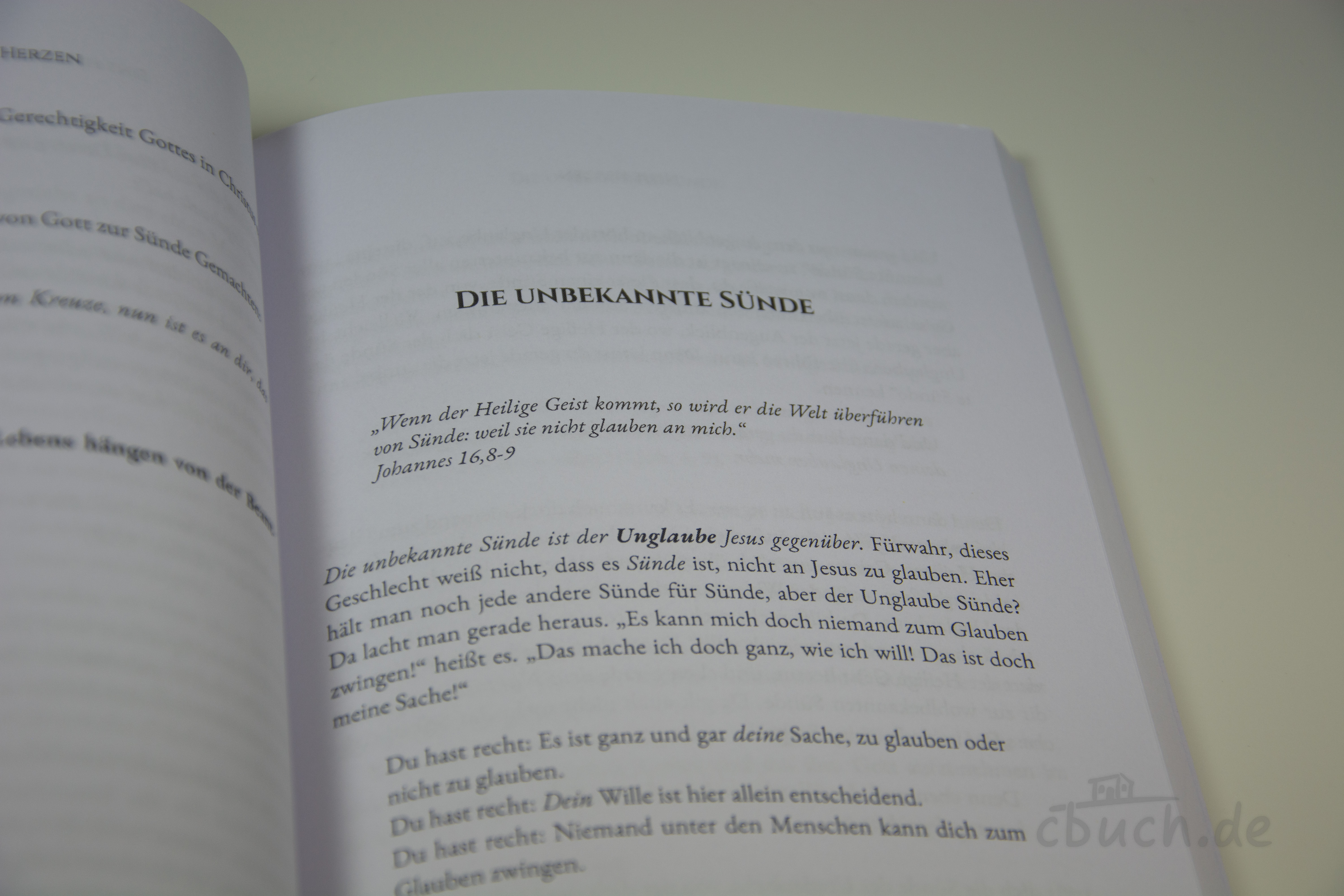 Buchinnenseite aus „Neue Herzen“ von Fritz Binde, edition predigt.archiv, mit dem Kapitel „Die unbekannte Sünde“ über Evangelium, Umkehr und Rettung in Jesus Christus.