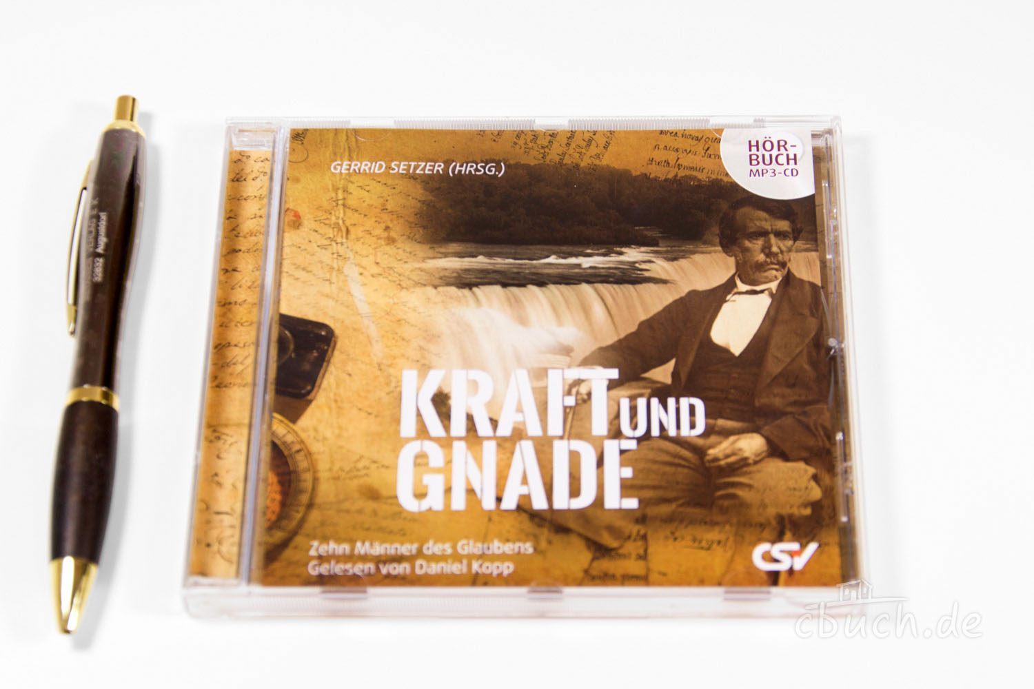 Hörbuch Kraft und Gnade MP3-CD mit Mann vor Wasserfall MP3-CD Hörbuch Kraft und Gnade mit historischem Mann und Was