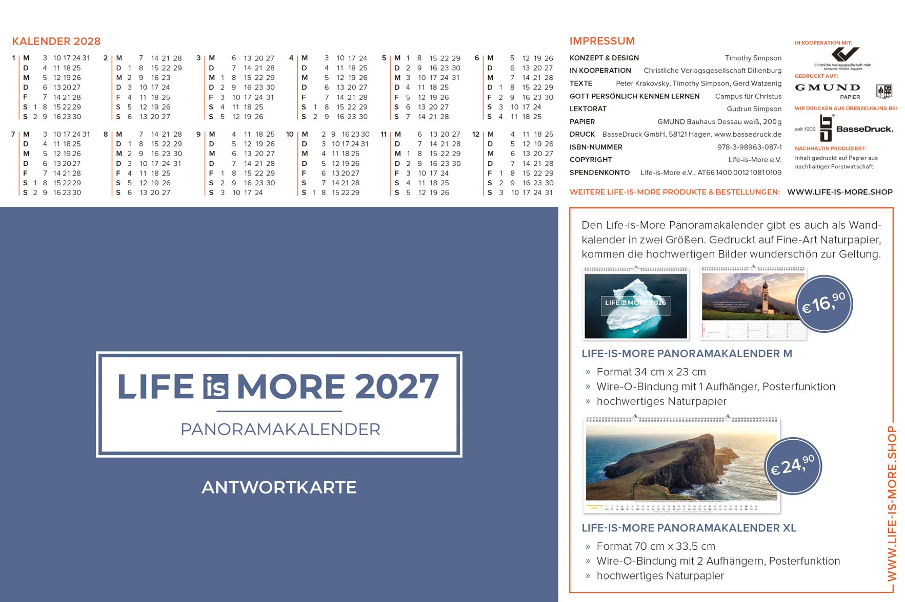Life is more Panorama-Tischkalender 2027 - Verteilkalender