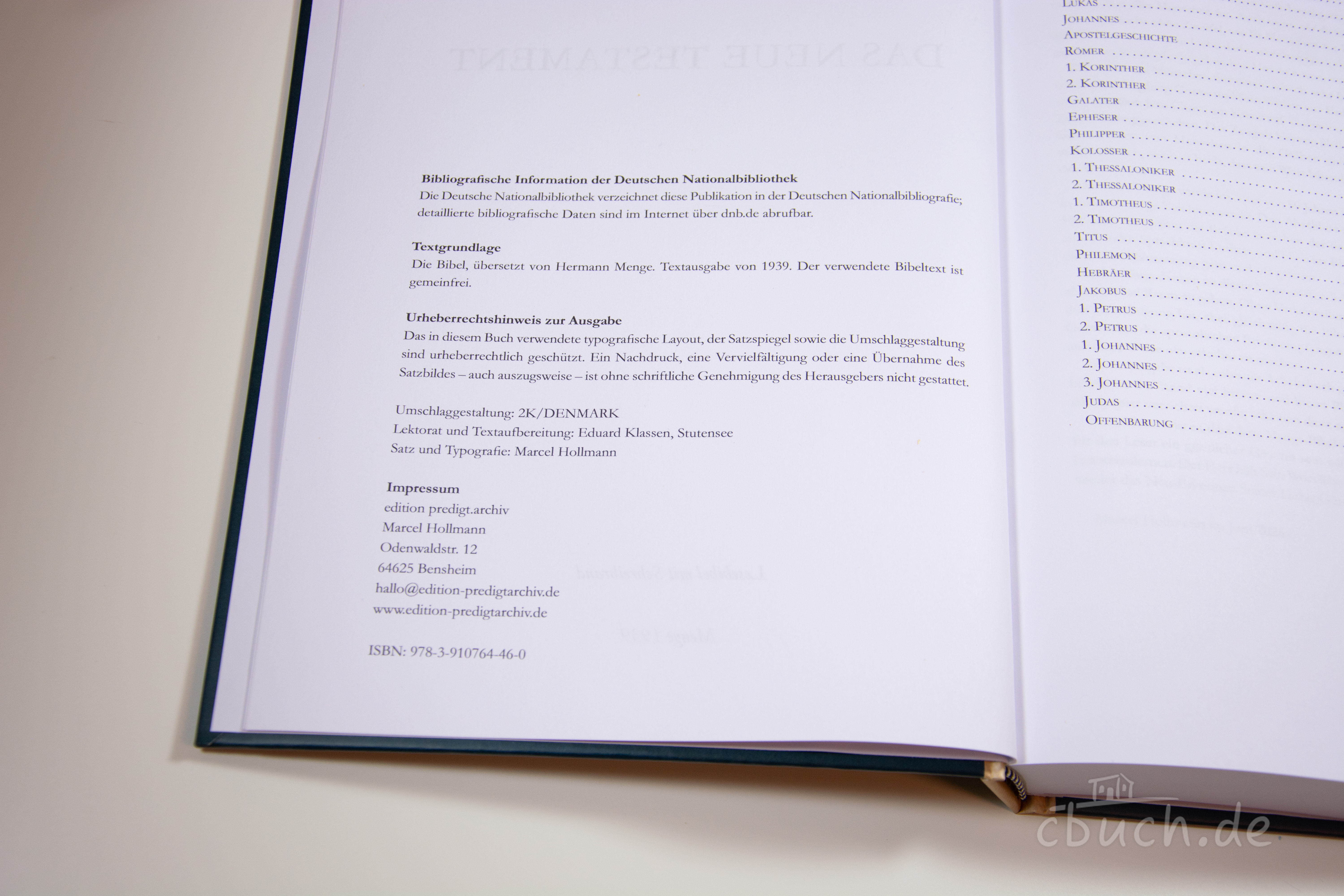 Menge Lese-Bibel 1939 - Band 5: Das Neue Testament