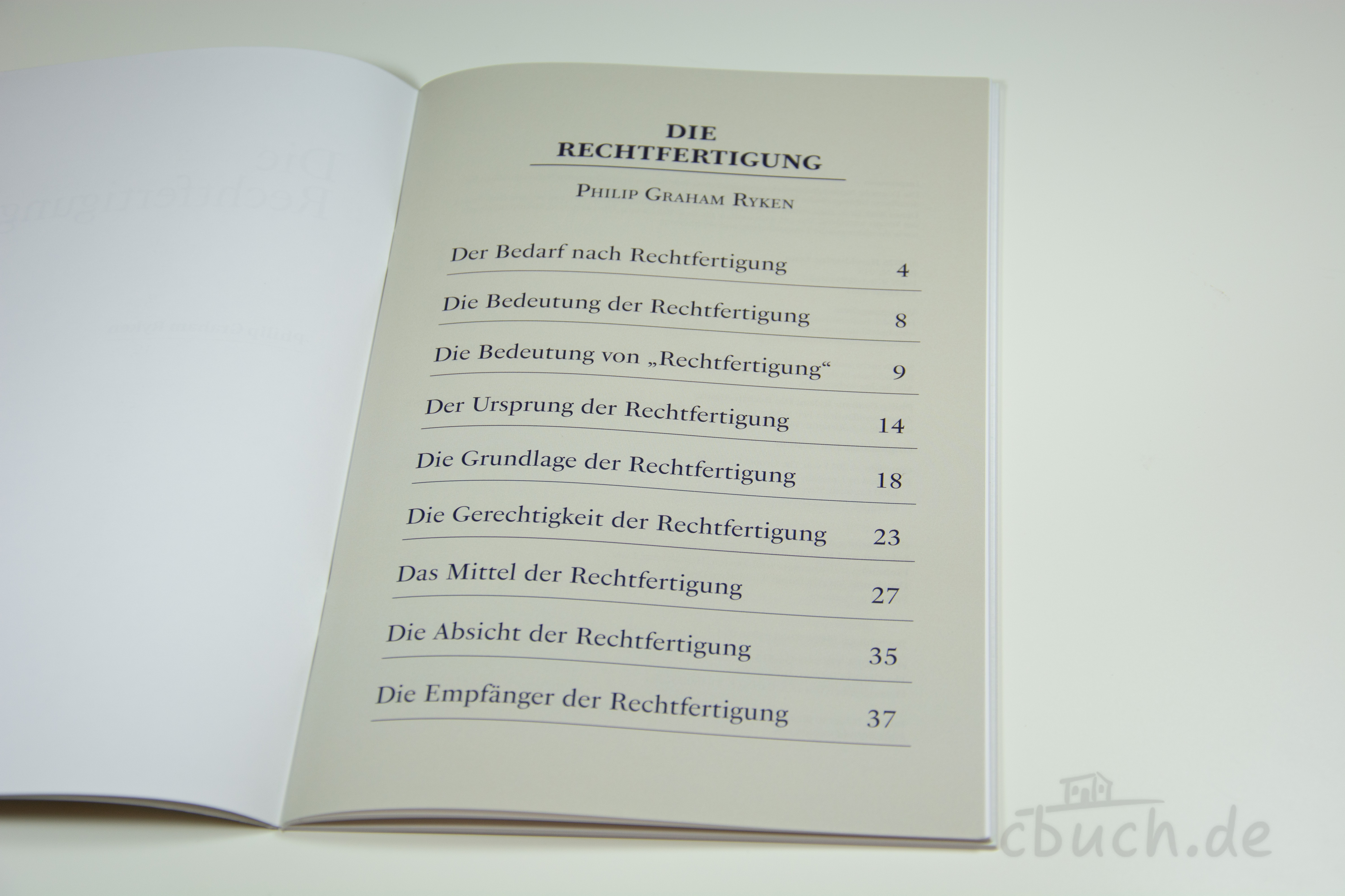 Inhaltsverzeichnis des Buches "Die Rechtfertigung" von Phili Blick auf das Inhaltsverzeichnis des Buches "Die Rechtfertig