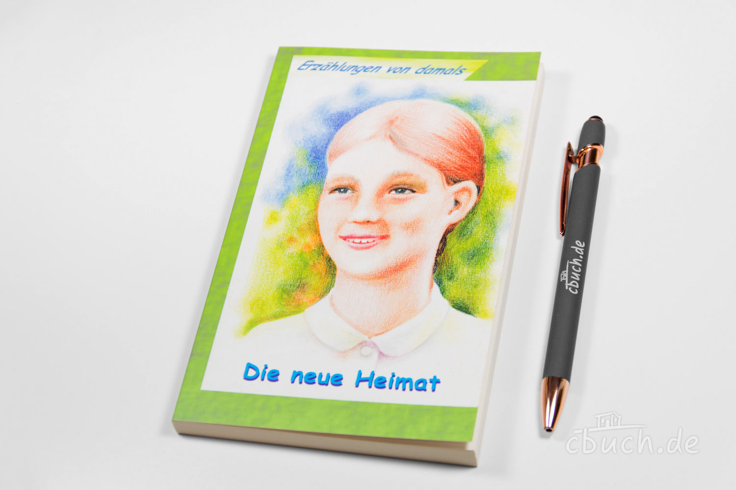 Buchcover Die neue Heimat mit Porträt eines Mädchens neben S