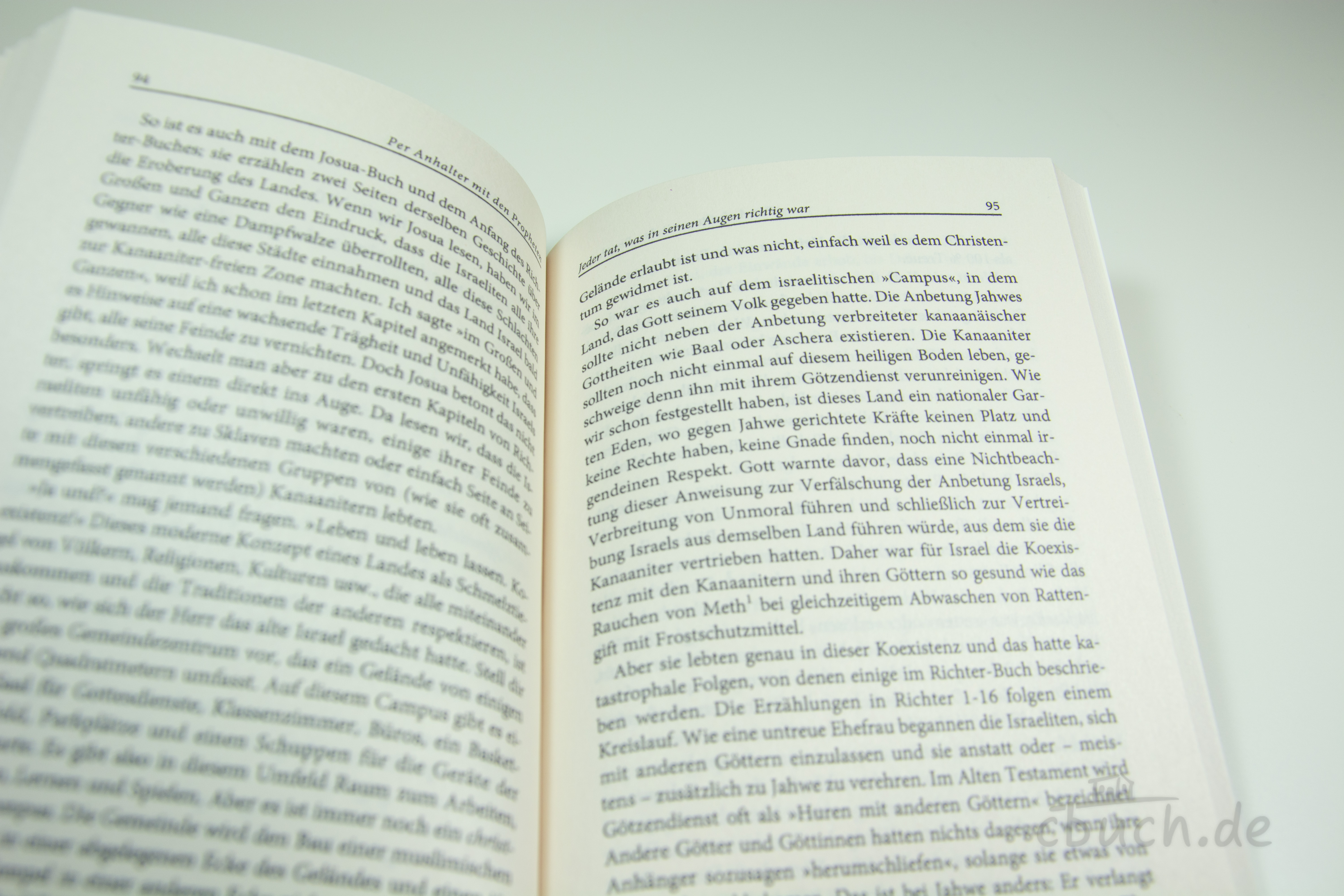 Chad Bird: Per Anhalter mit den Propheten – Buchansicht Aufgeschlagenes Buch „Per Anhalter mit den Propheten“ von Chad Bird, 3L, über Patriarchen und Propheten des Alten Testaments bis Jesus Christus.