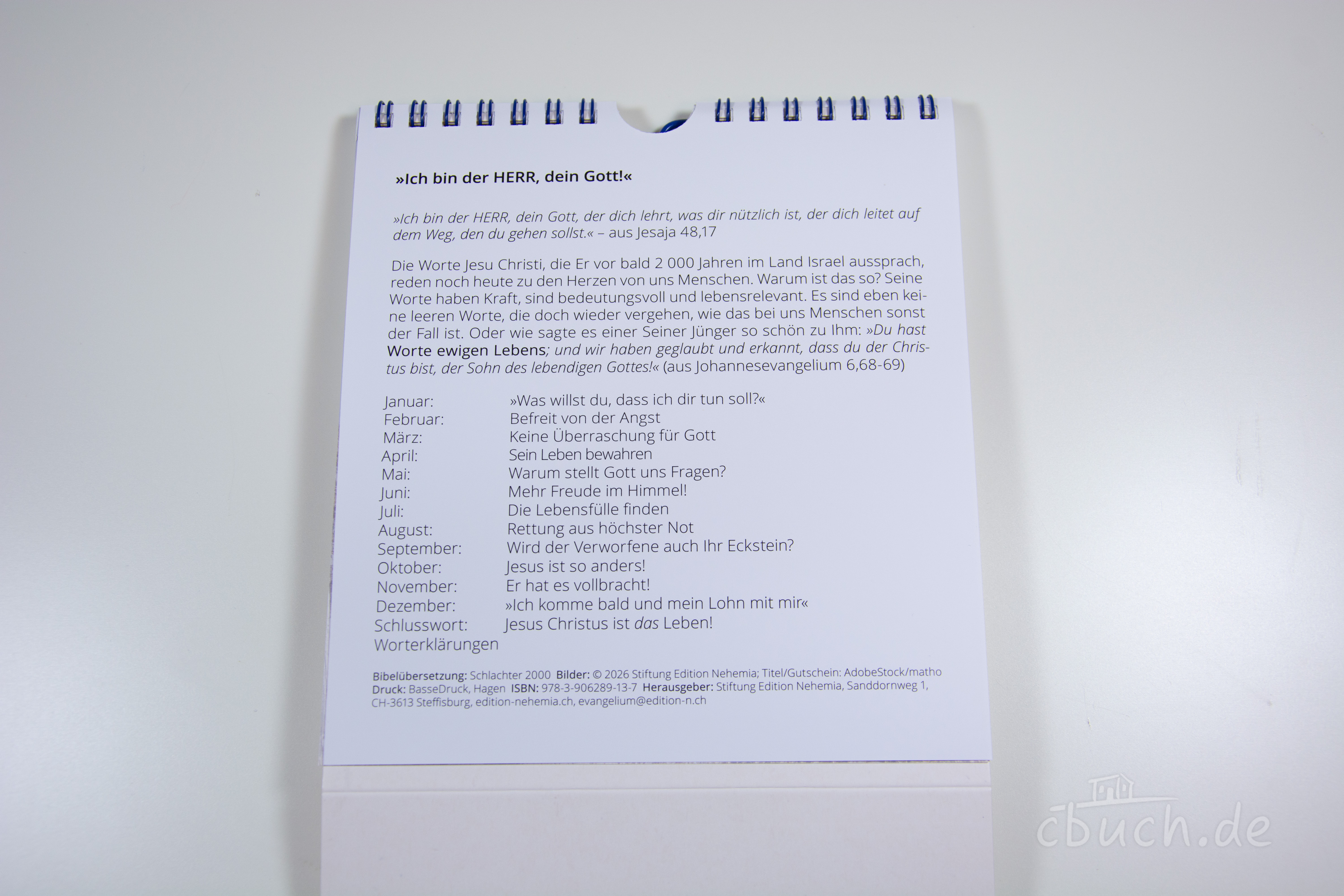 Ich bin der HERR, dein Gott! - Kalender 2027 Ich bin der HERR, dein Gott! - Kalender 2027