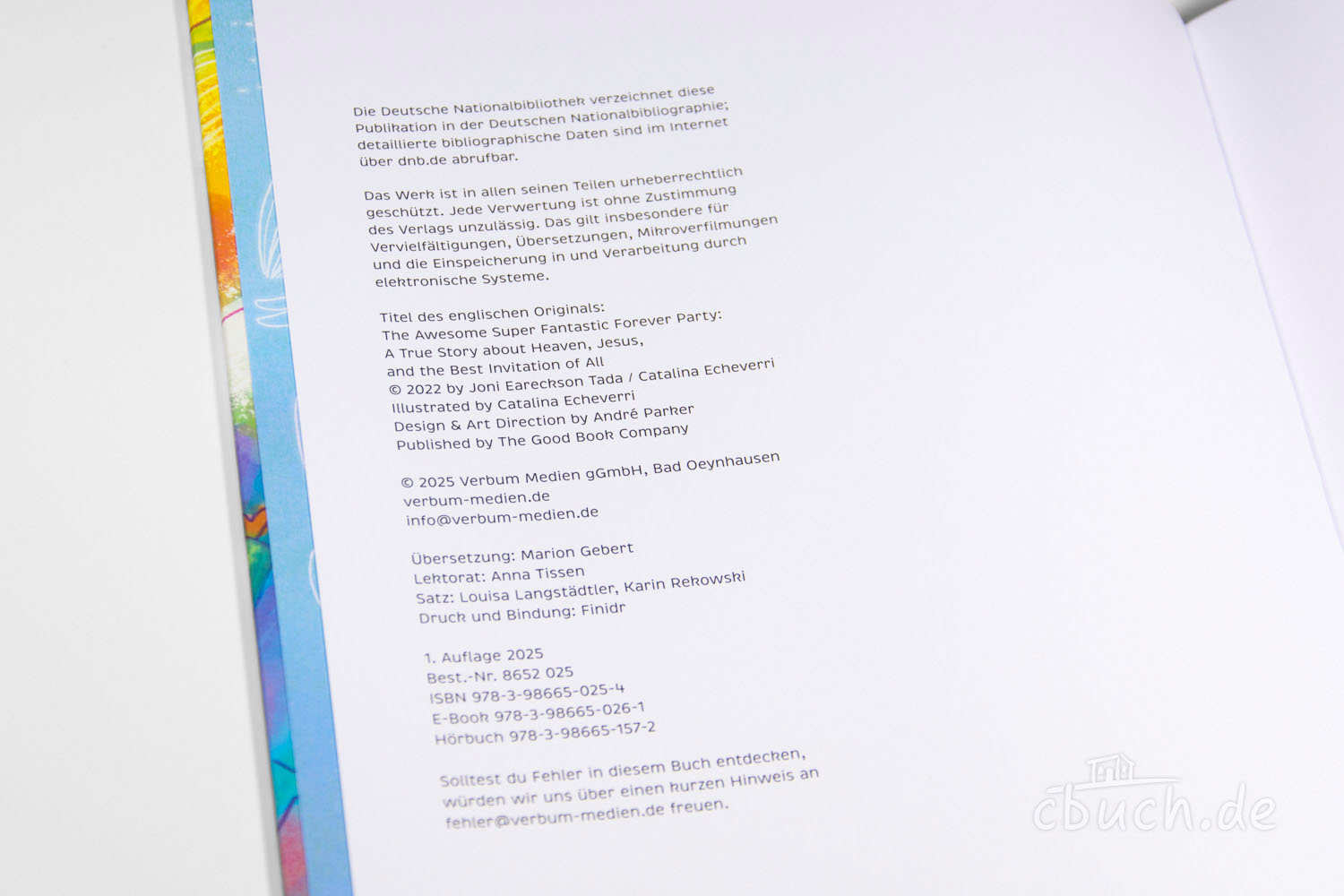Seite mit Impressum und Verlagsdaten eines Buches