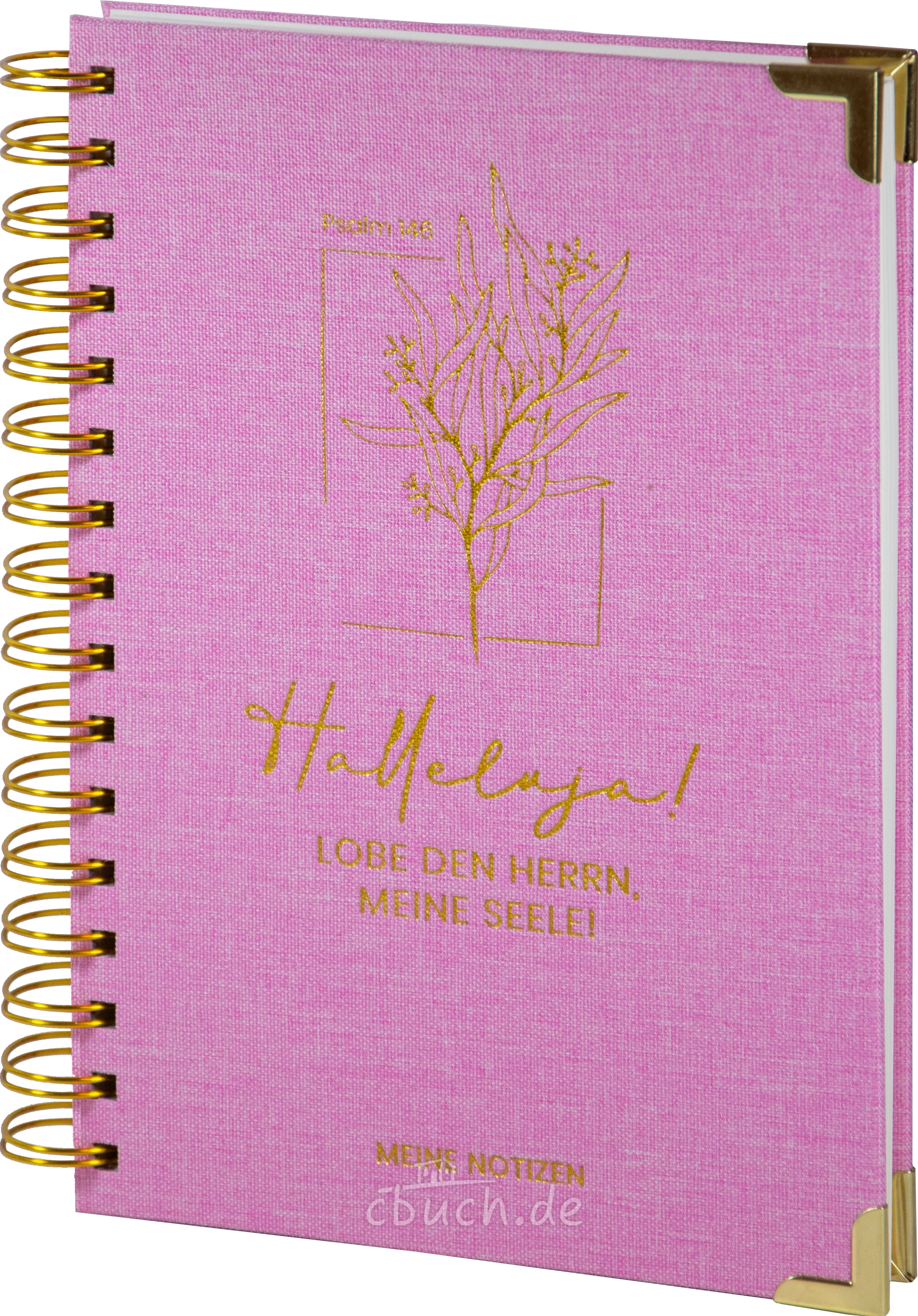 Notizbuch "Halleluja" - Leinen Ringbuch Goldprägung - Psalm 146