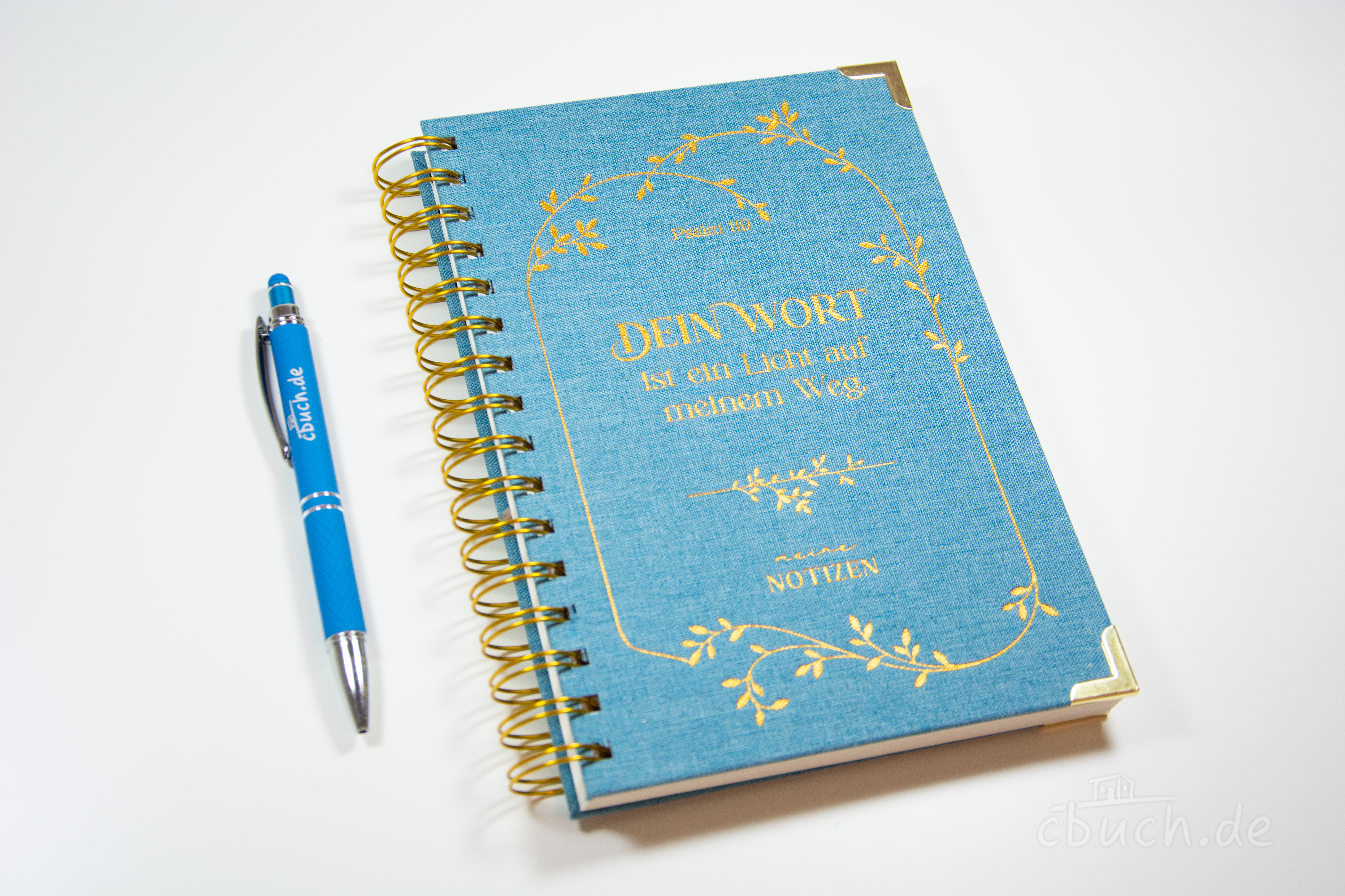 Notizbuch "Dein Wort" · Leinen Hardcover Goldprägung · Psalm 119