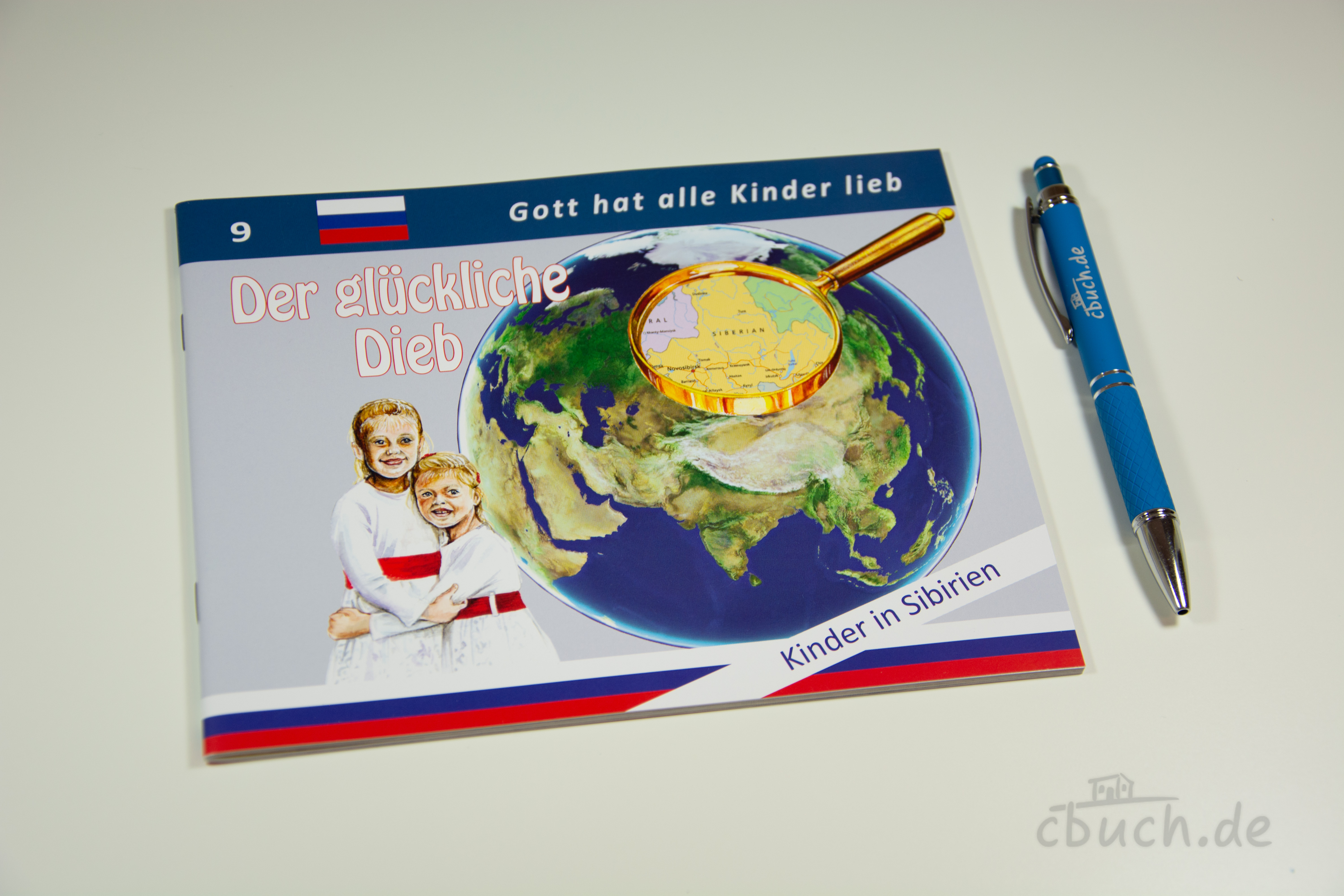 Der glückliche Dieb - Kinder in Sibirien (Heft 9) von Samenkorn, Missionsgeschichte für Kinder über Gottes Liebe, mit farbigem Cover, Weltkugel und Kindern.