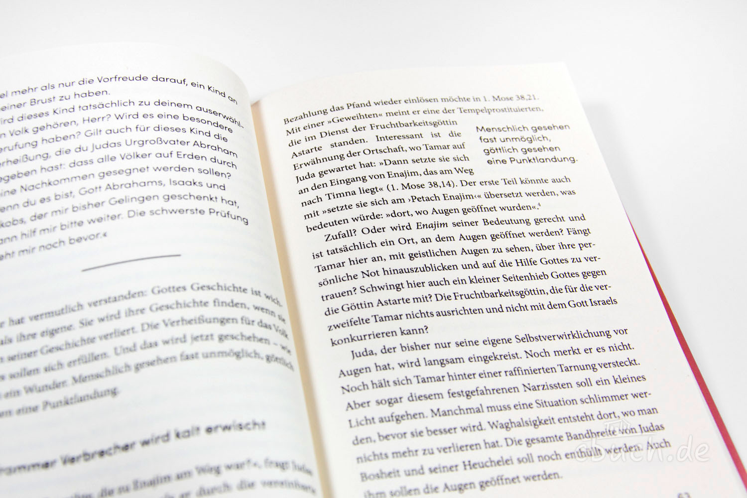 Aufgeschlagenes Buch mit lesbarem Text in deutscher Sprache