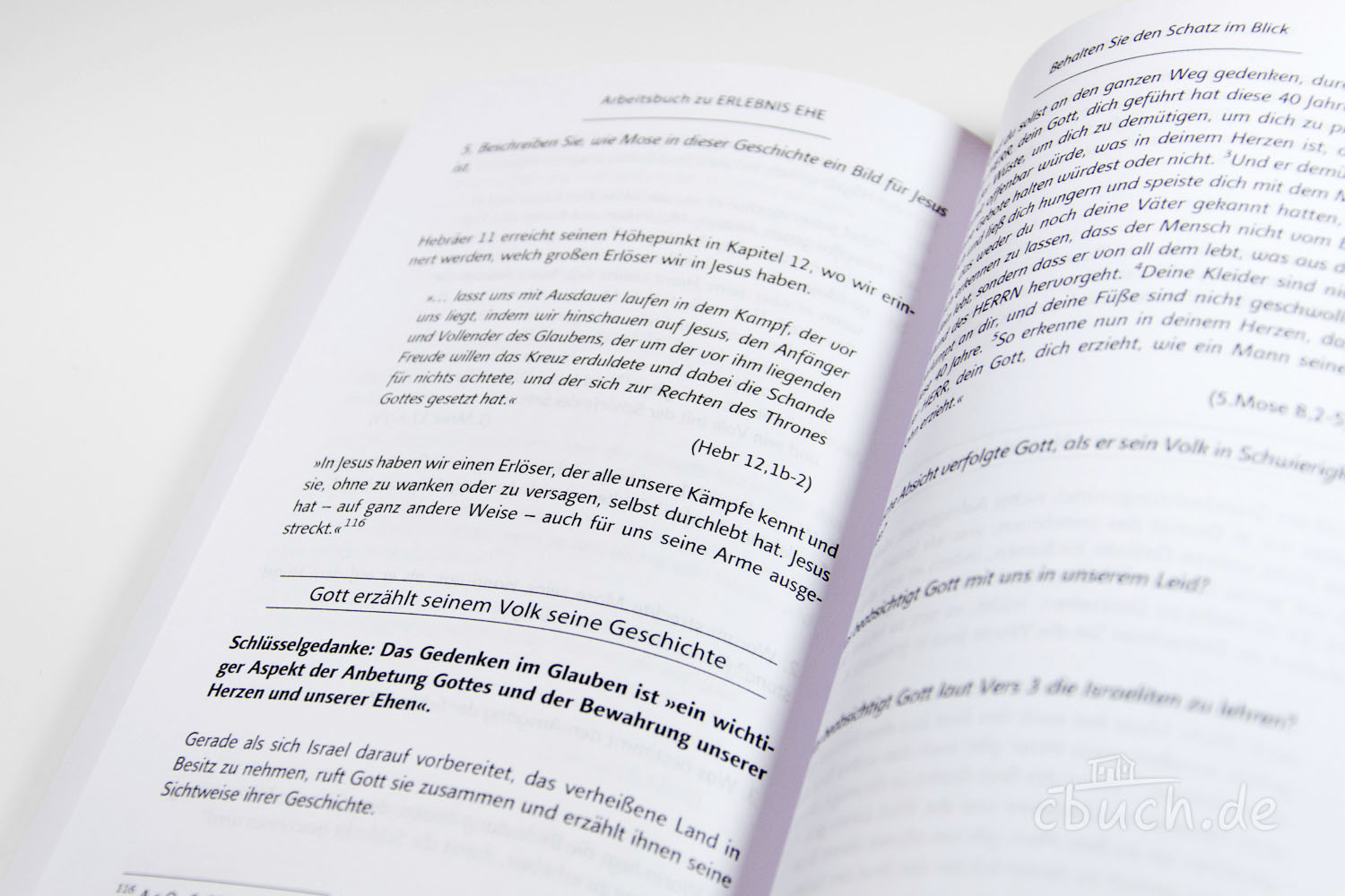 Nahaufnahme von Buchseiten mit religiösen Texten und Bibelst